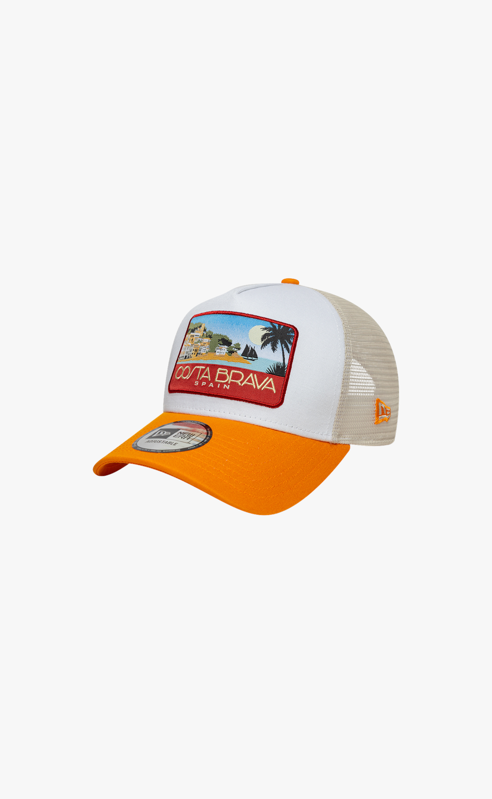 NEW ERA LOCATION PATCH 9 FORTY A-FRAME TRUCKER WHITE ORANGE HAT