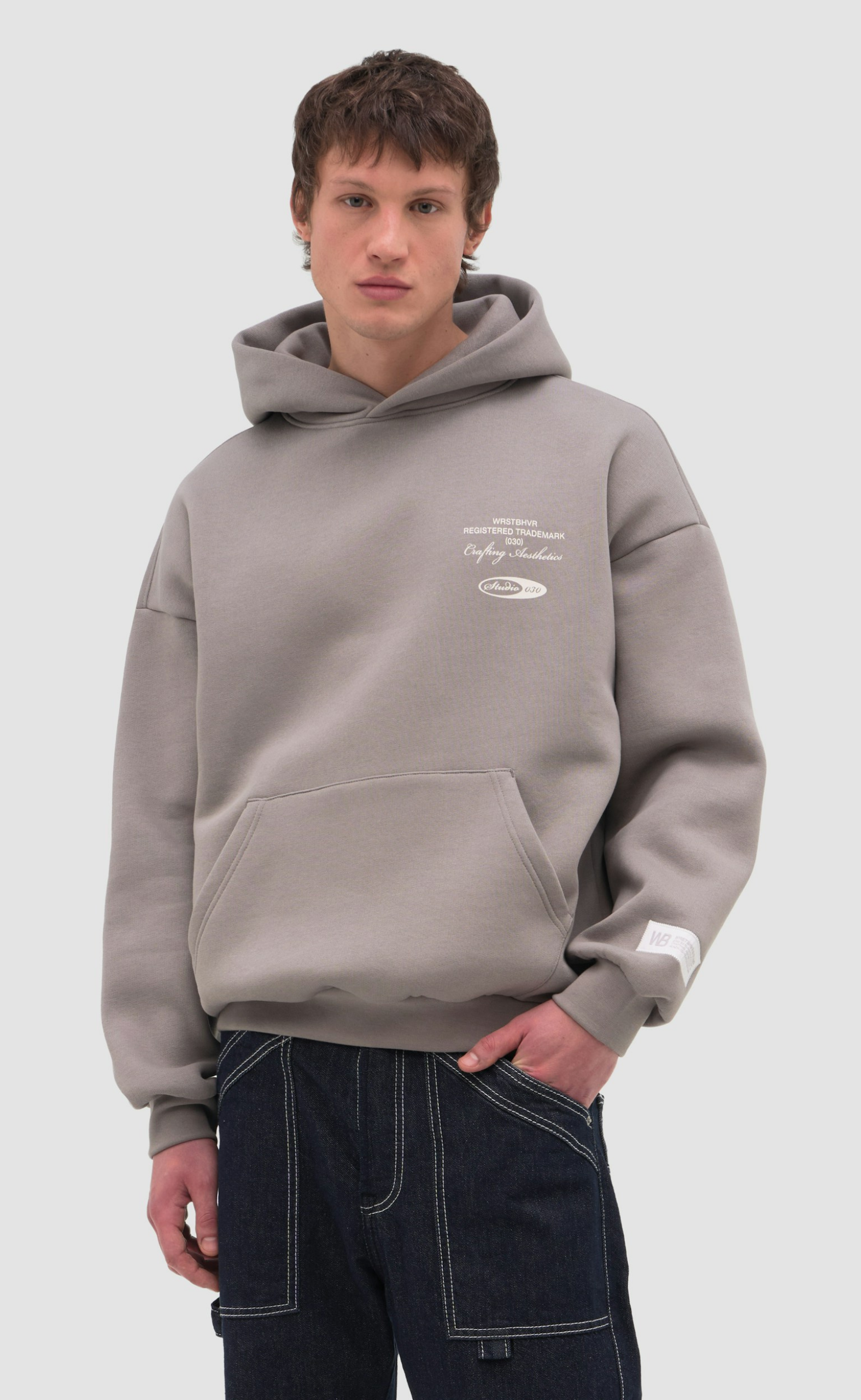 STUDIO V13 GRAY FLANNEL HOODIE
