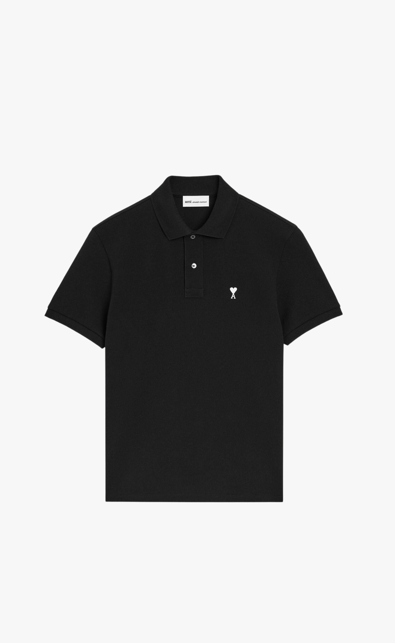 CONTRASTED AMI DE COEUR BLACK POLO T-SHIRT