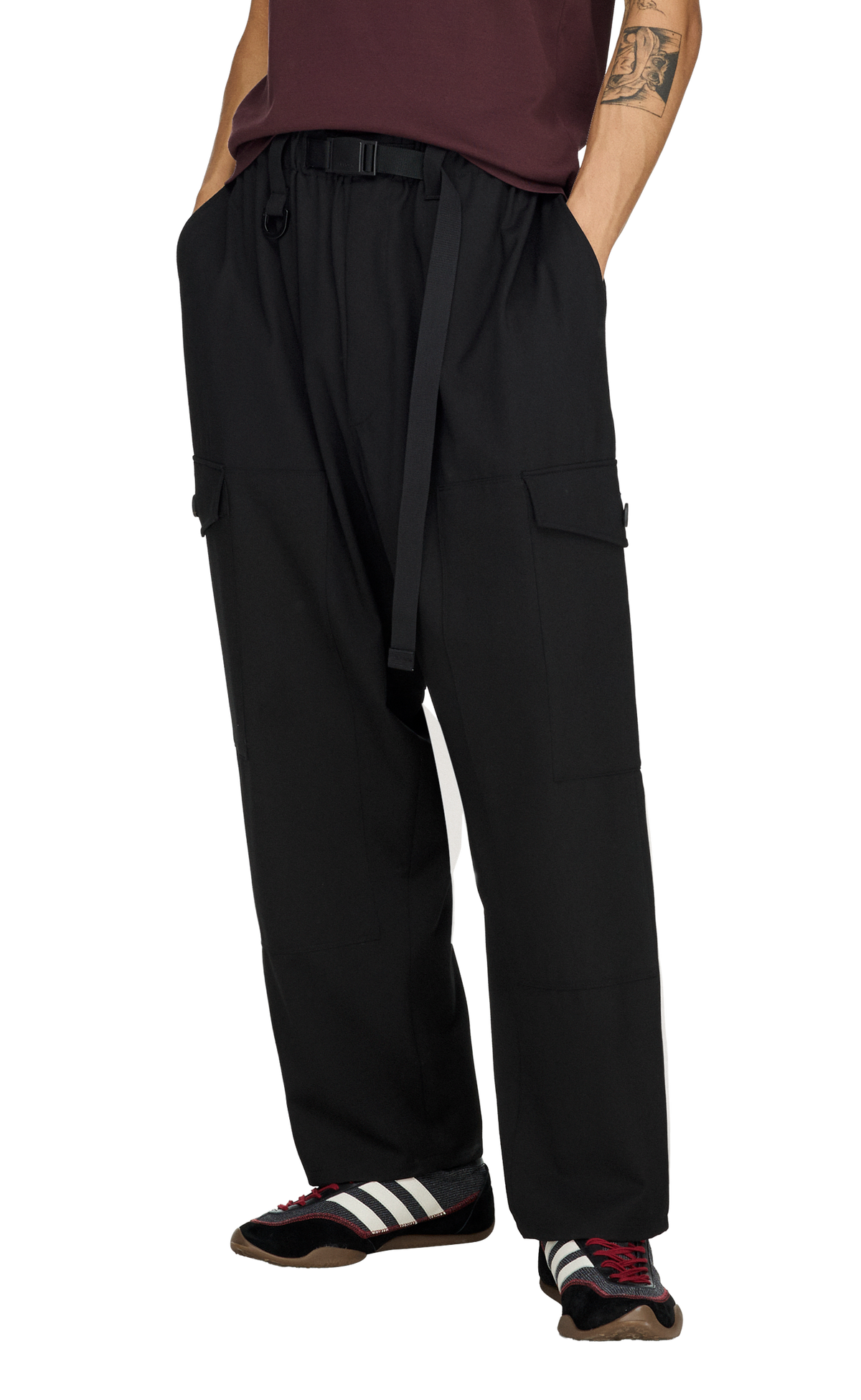 Y-3 WOOL UTILITY BLACK PANTS