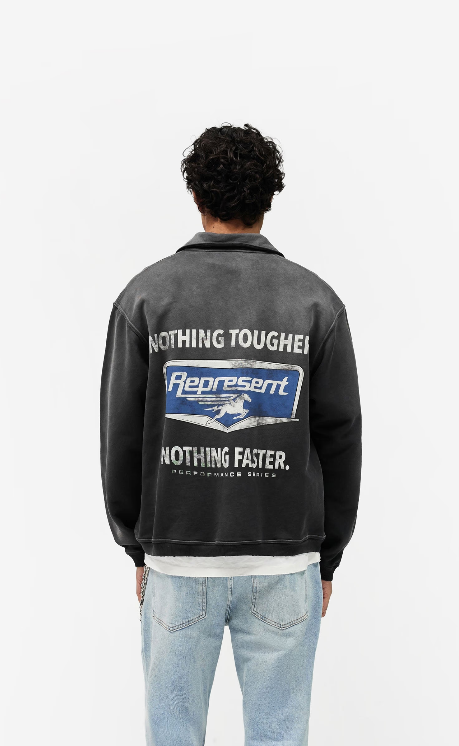 NOTHING FASTER STAINED BLACK QUARTER ZIP
