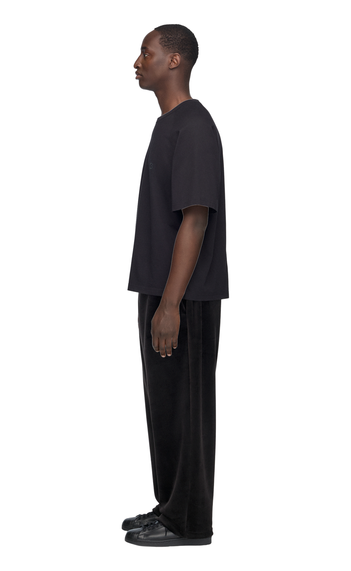 Y-3 VELVET CORDUROY TRACK BLACK PANTS