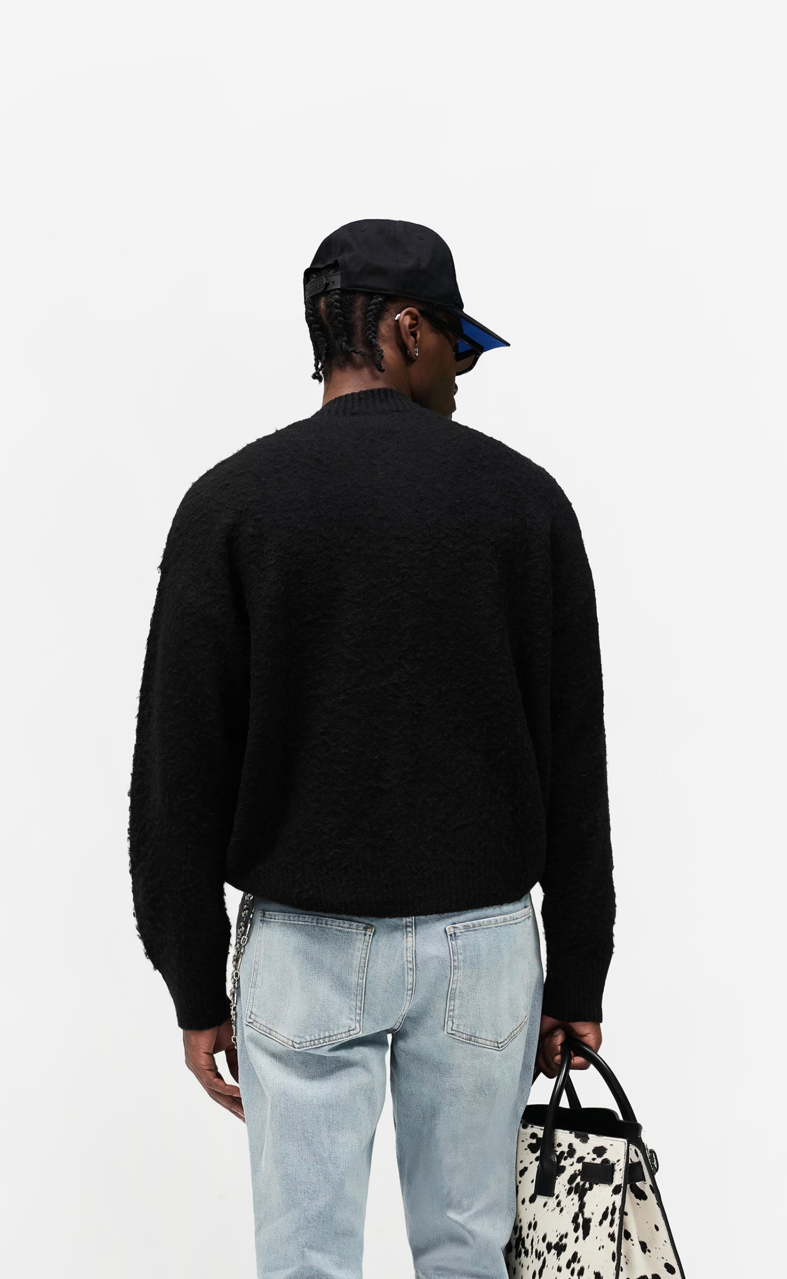 KNITTED BOMBER JET BLACK JACKET