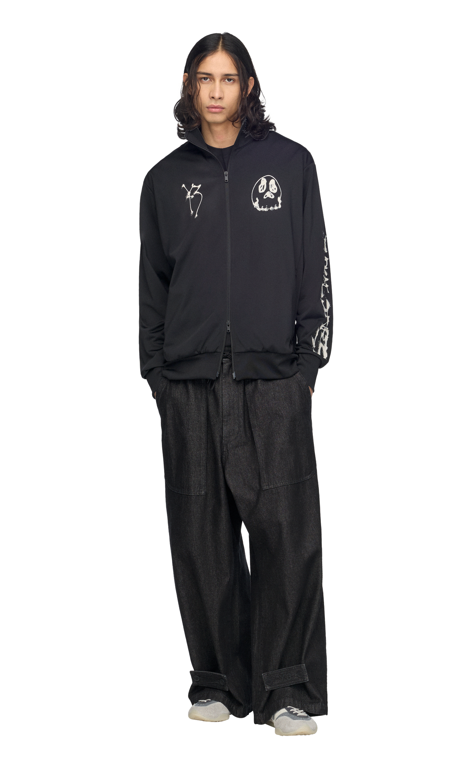 Y-3 CHITO GRAPHIC TRACK TOP BLACK HOODIE
