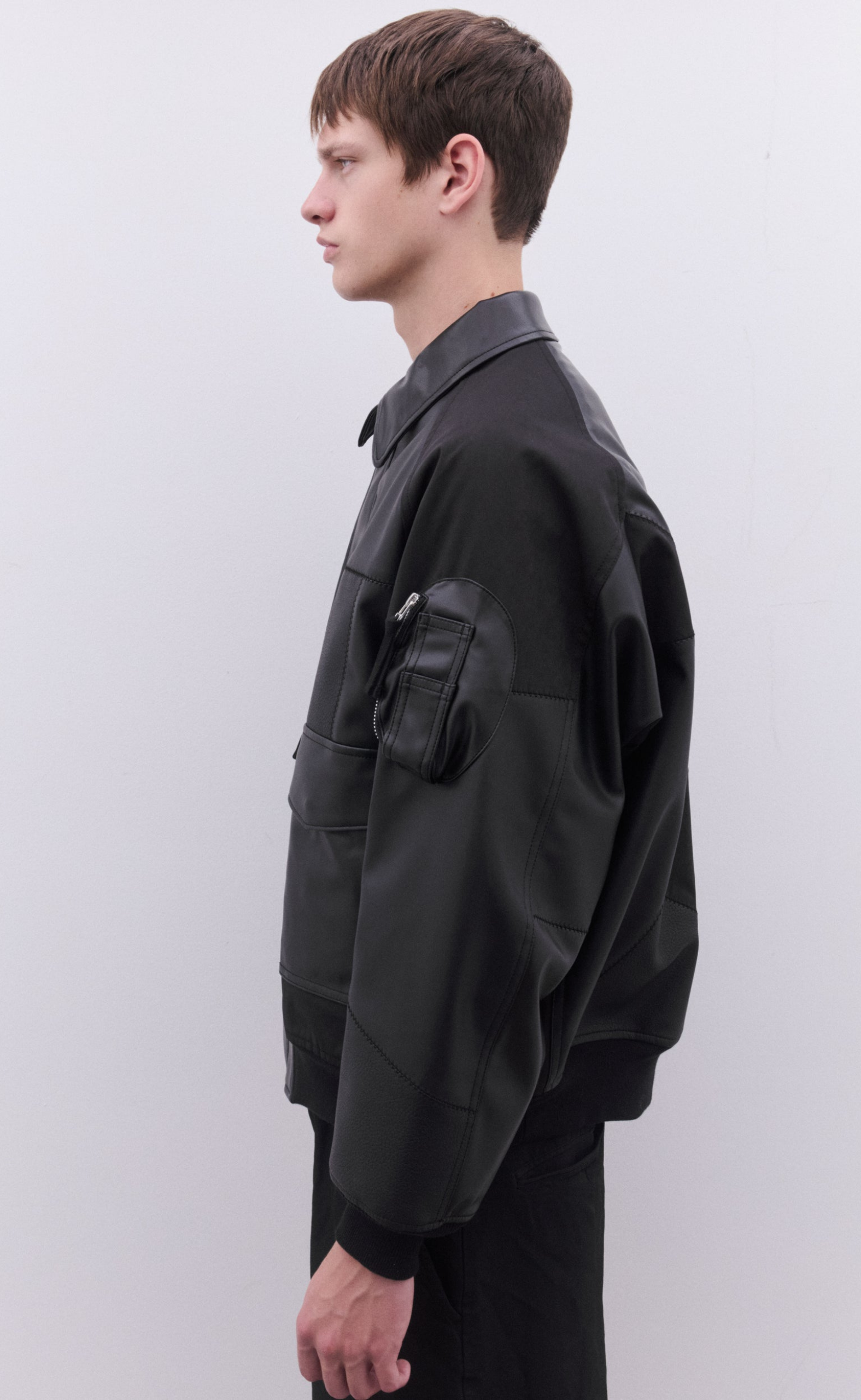 PATCHWORK BOMBER BLACK JACKET