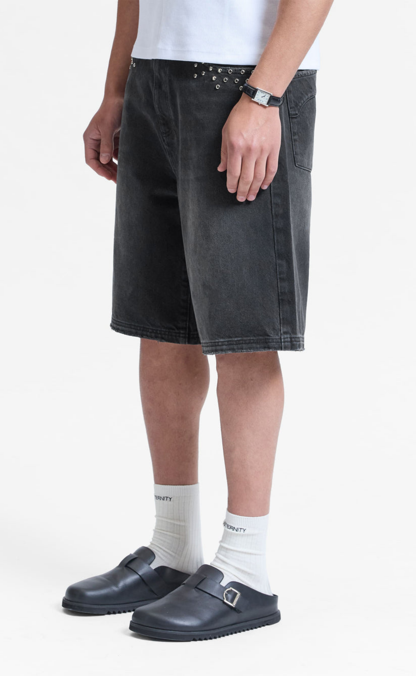 STUDDED BLACK SHORTS