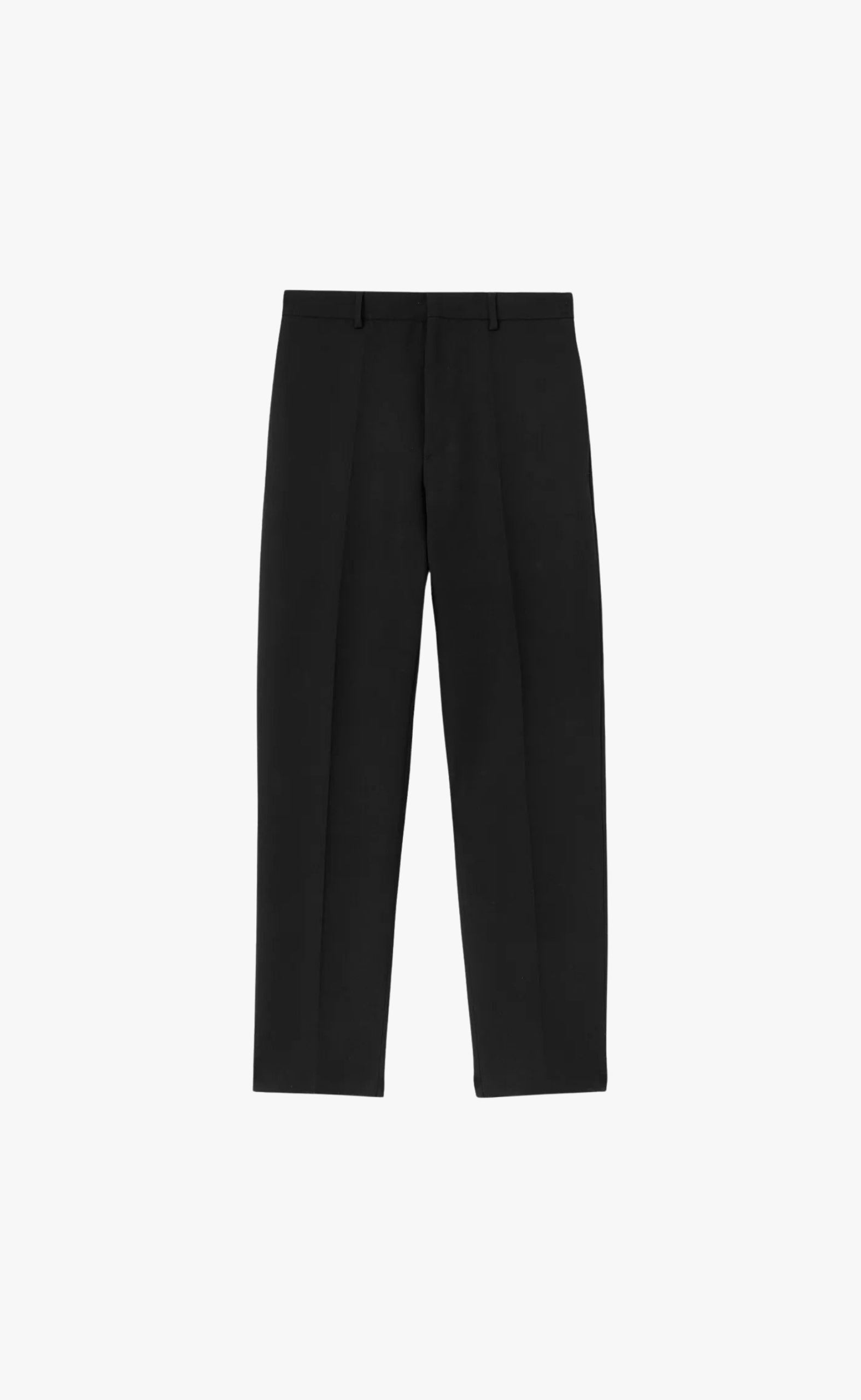 WOOL GABARDINE TAPERED RELAXED BLACK PANTS