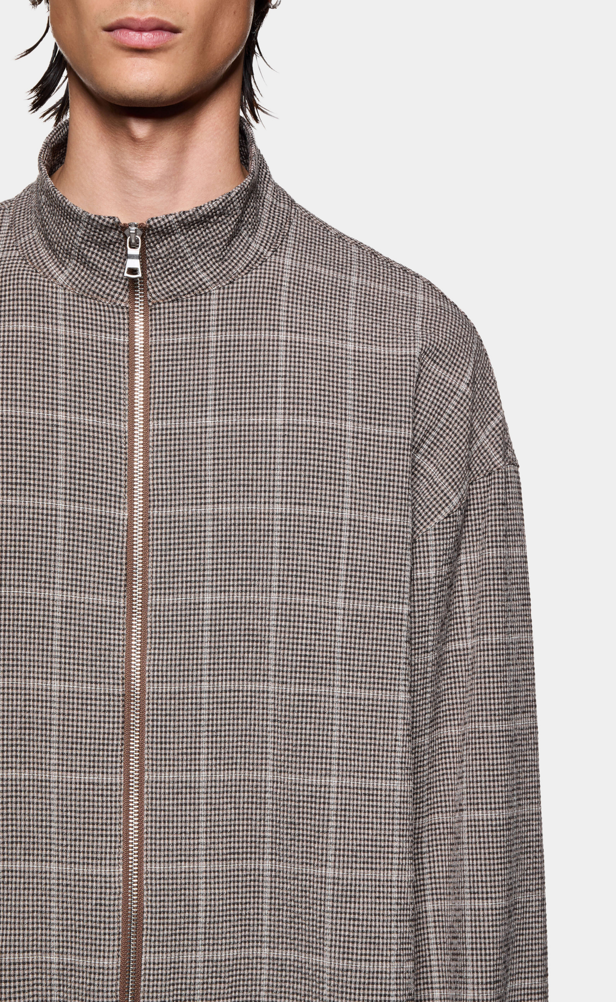 SEERSUCKER CHECK TRACK BROWN JACKET