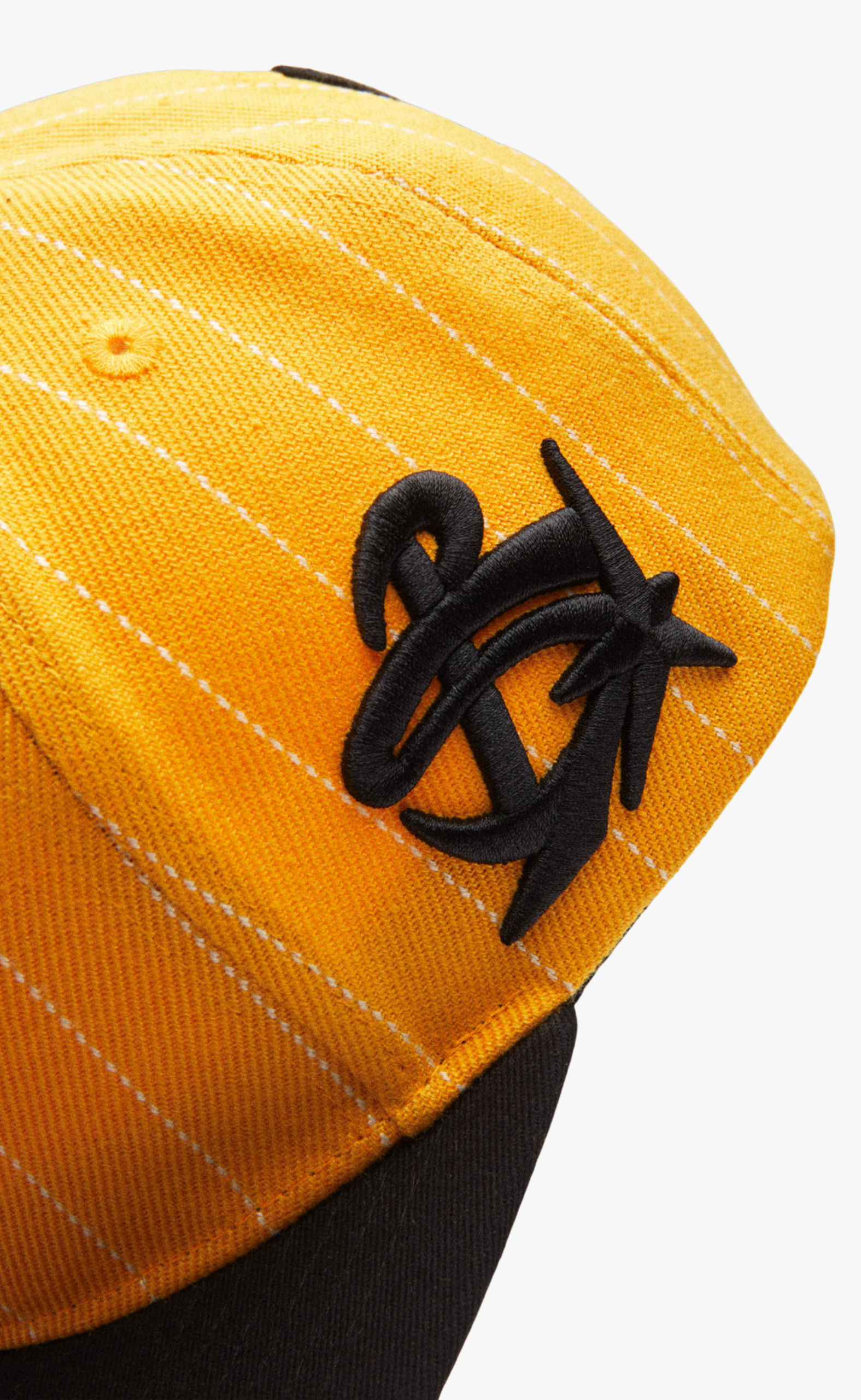 PINSTRIPE BASEBALL YELLOW BLACK HAT
