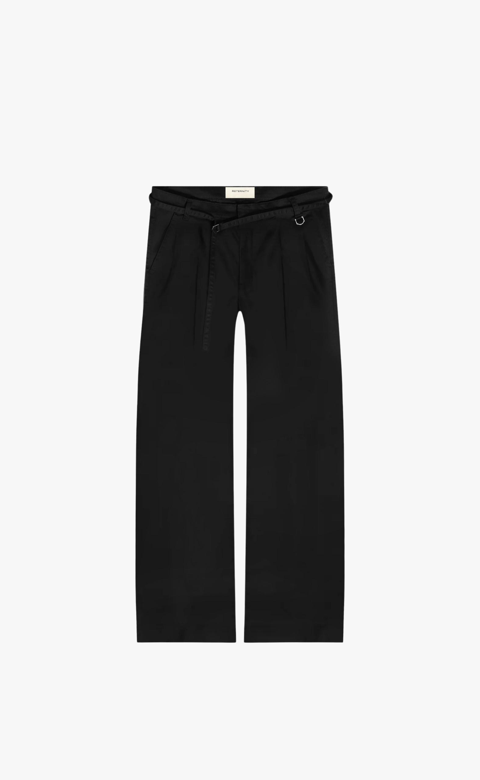 PLEATED CHINO BLACK PANTS