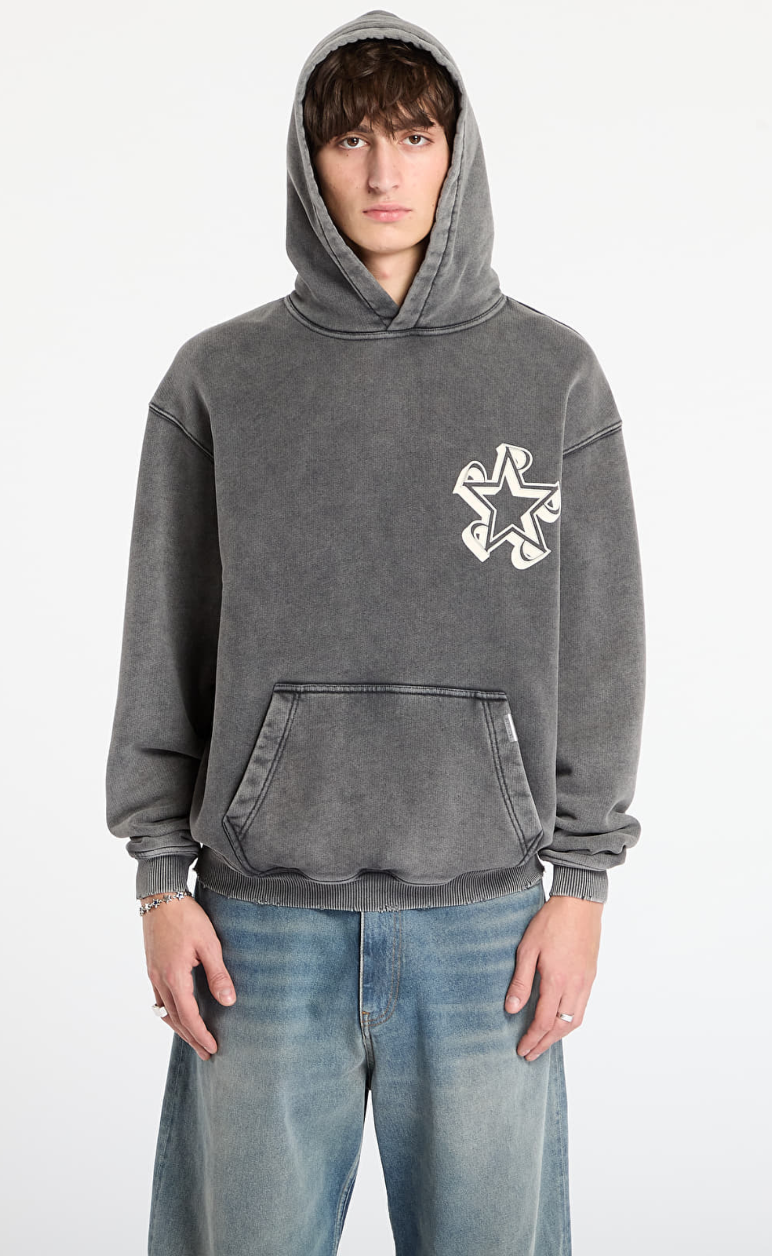 REPRESENT INITIAL STAR VINTAGE GREY HOODIE