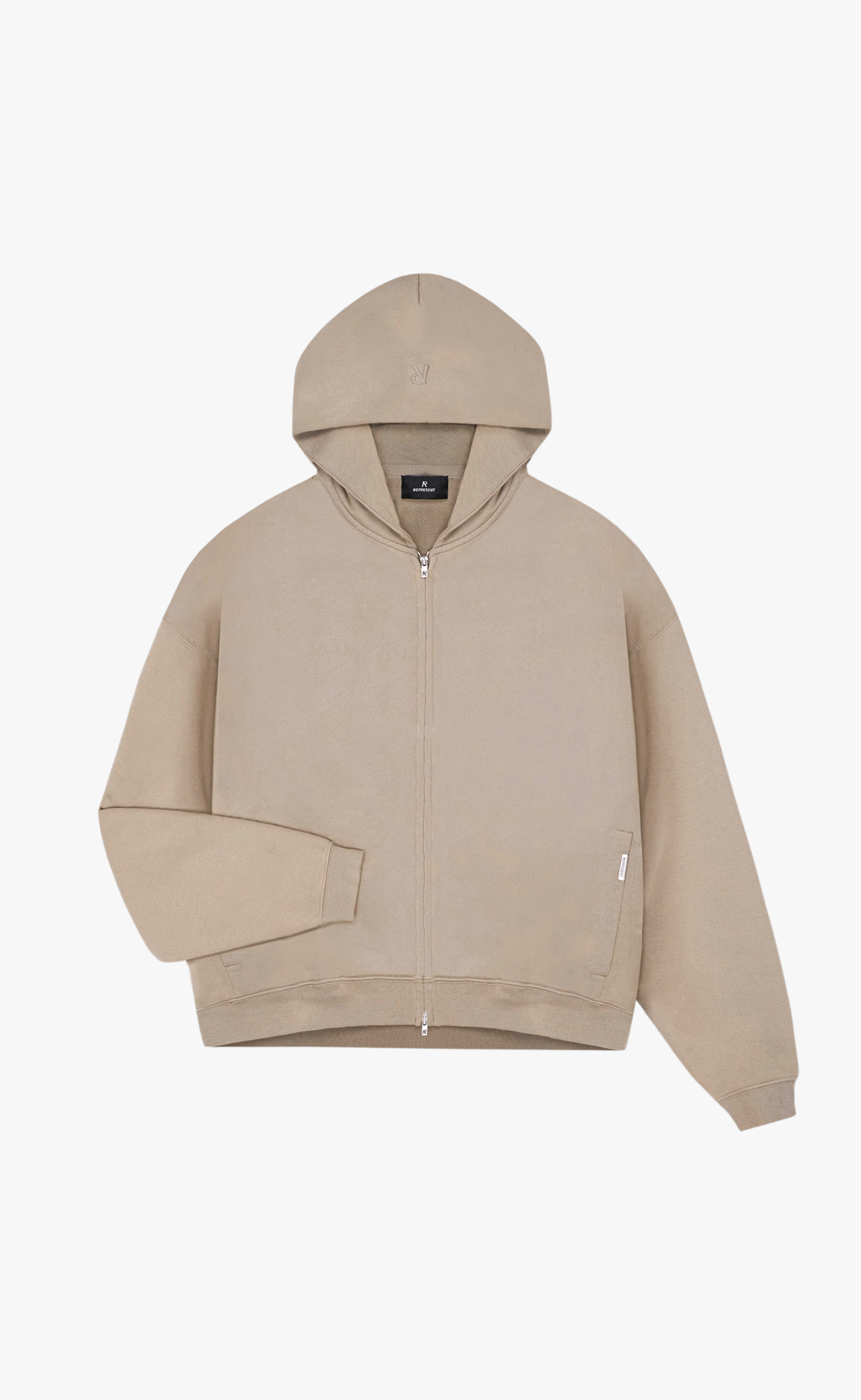 INITIAL BOXY OVERSIZED ZIP THROUGH DUNE HOODIE