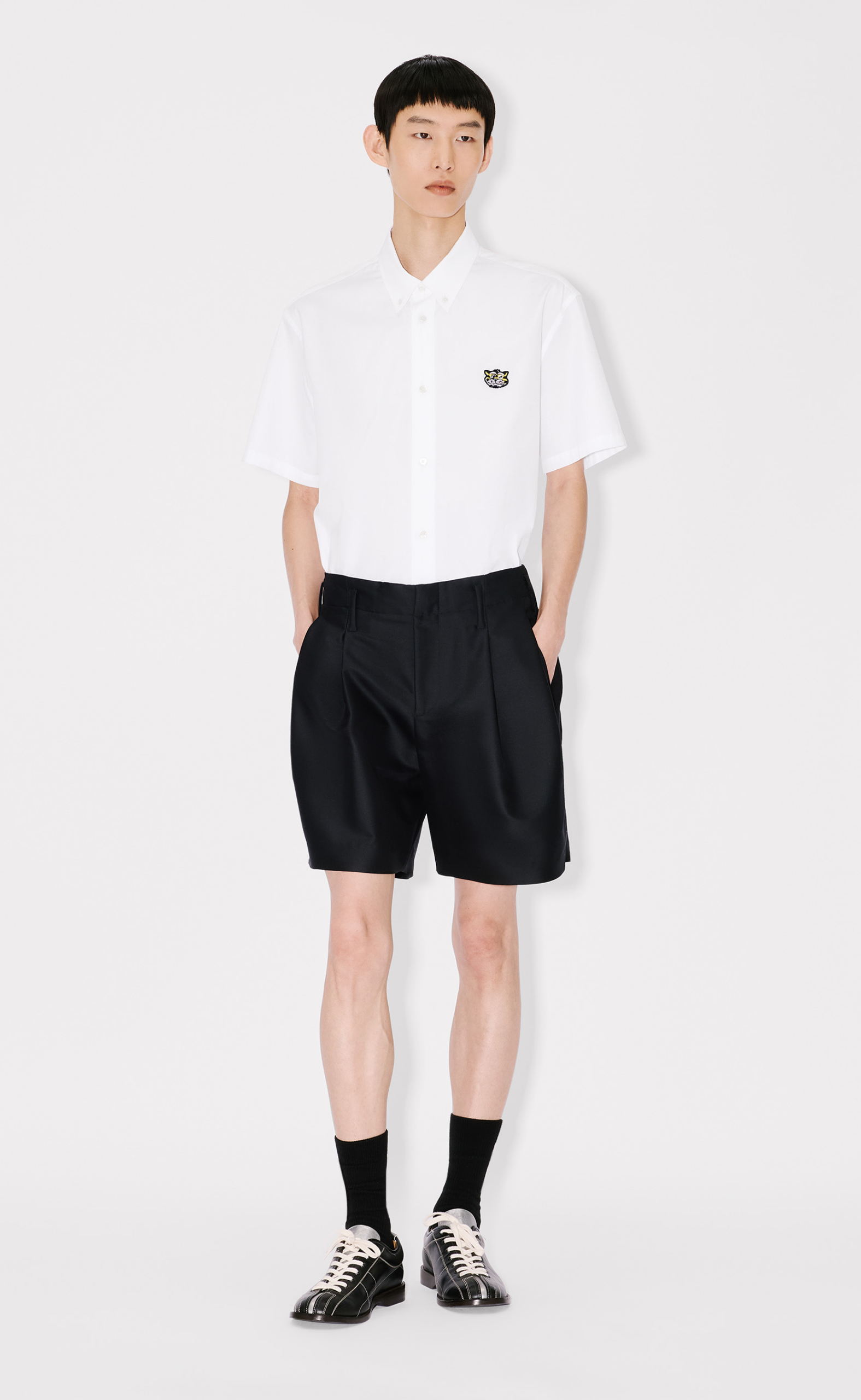 KENZO WILD TIGER CREST SHORT SLEEVE WHITE SHIRT