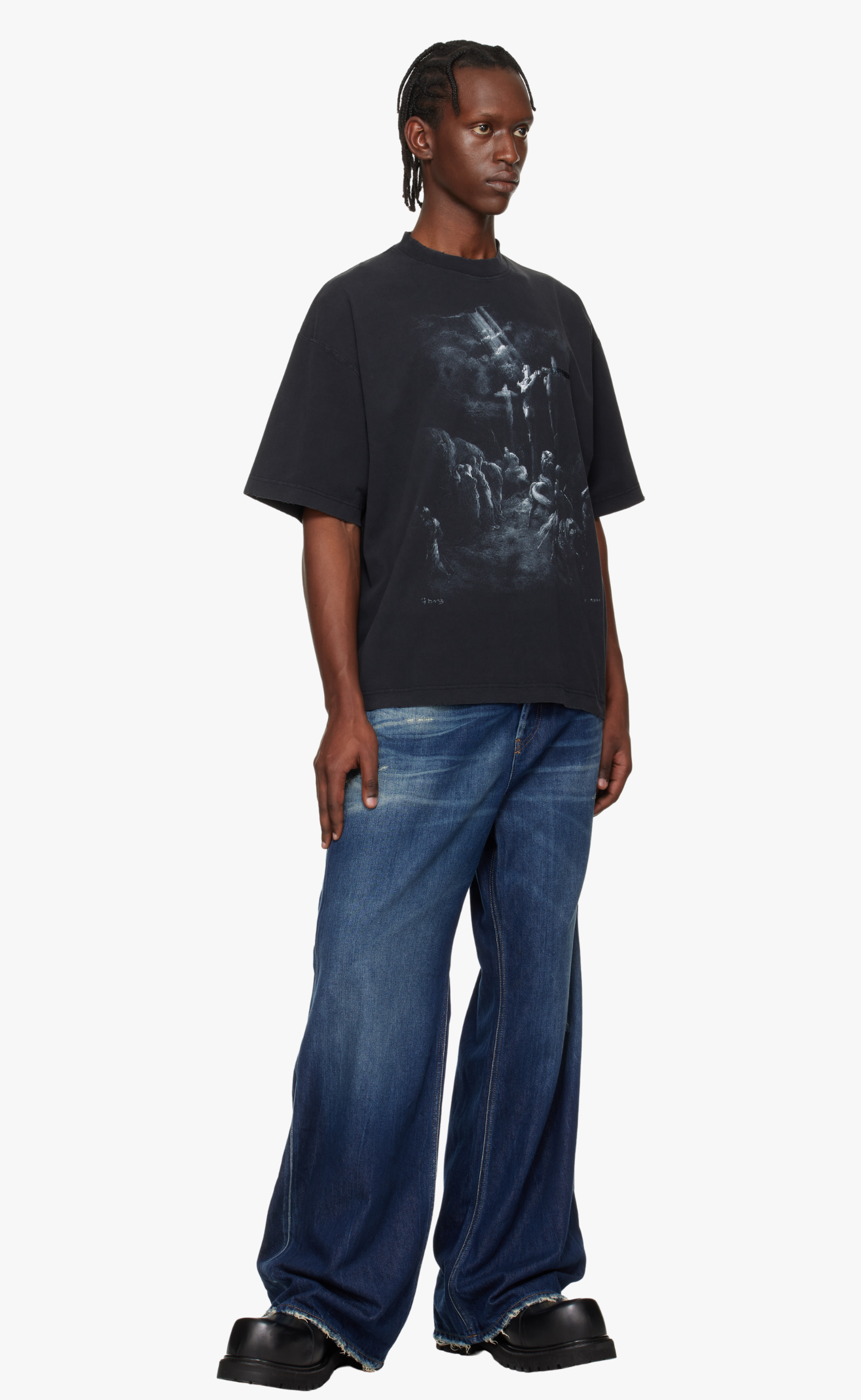 JESUS DISTRESSED BLACK T-SHIRT