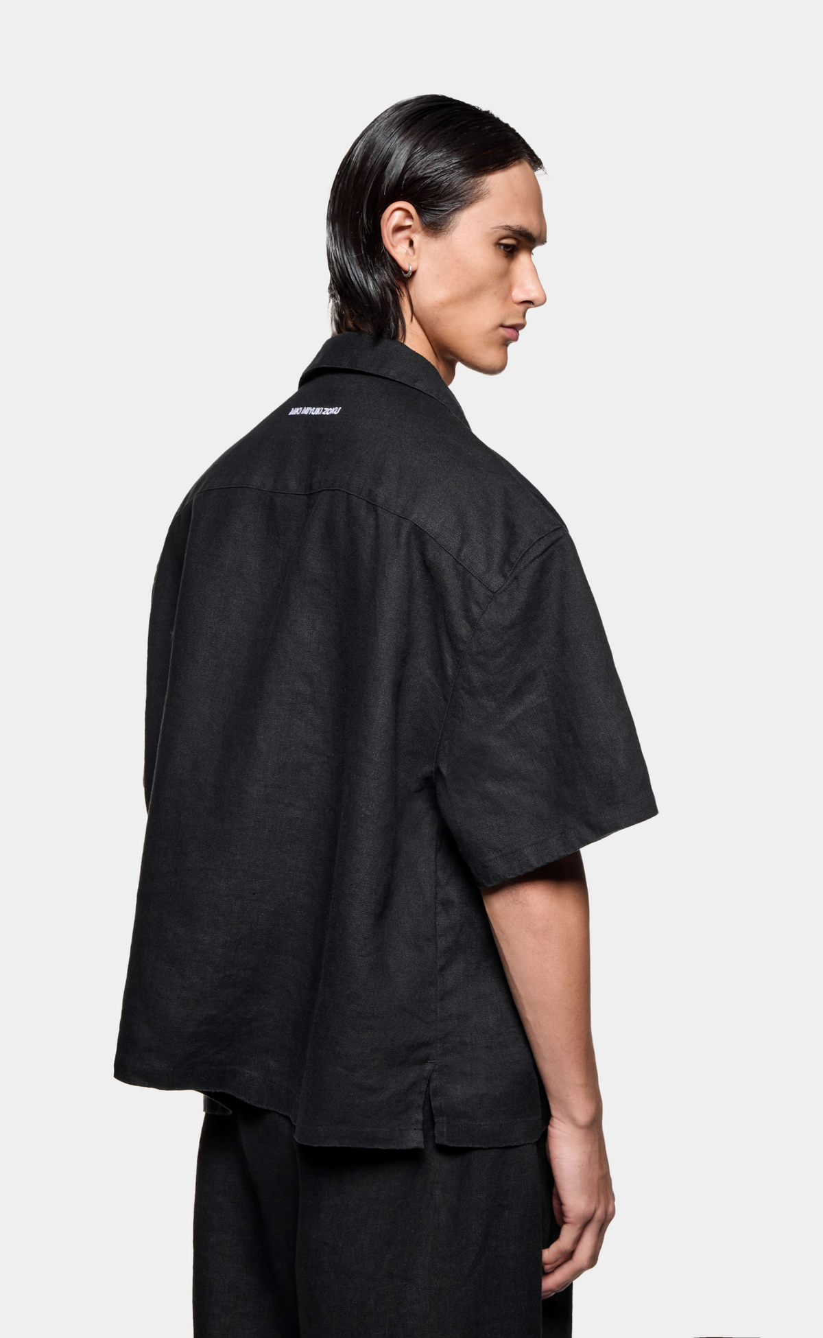 RIBBED CURPO VACATION SUEDED BLACK SHIRT