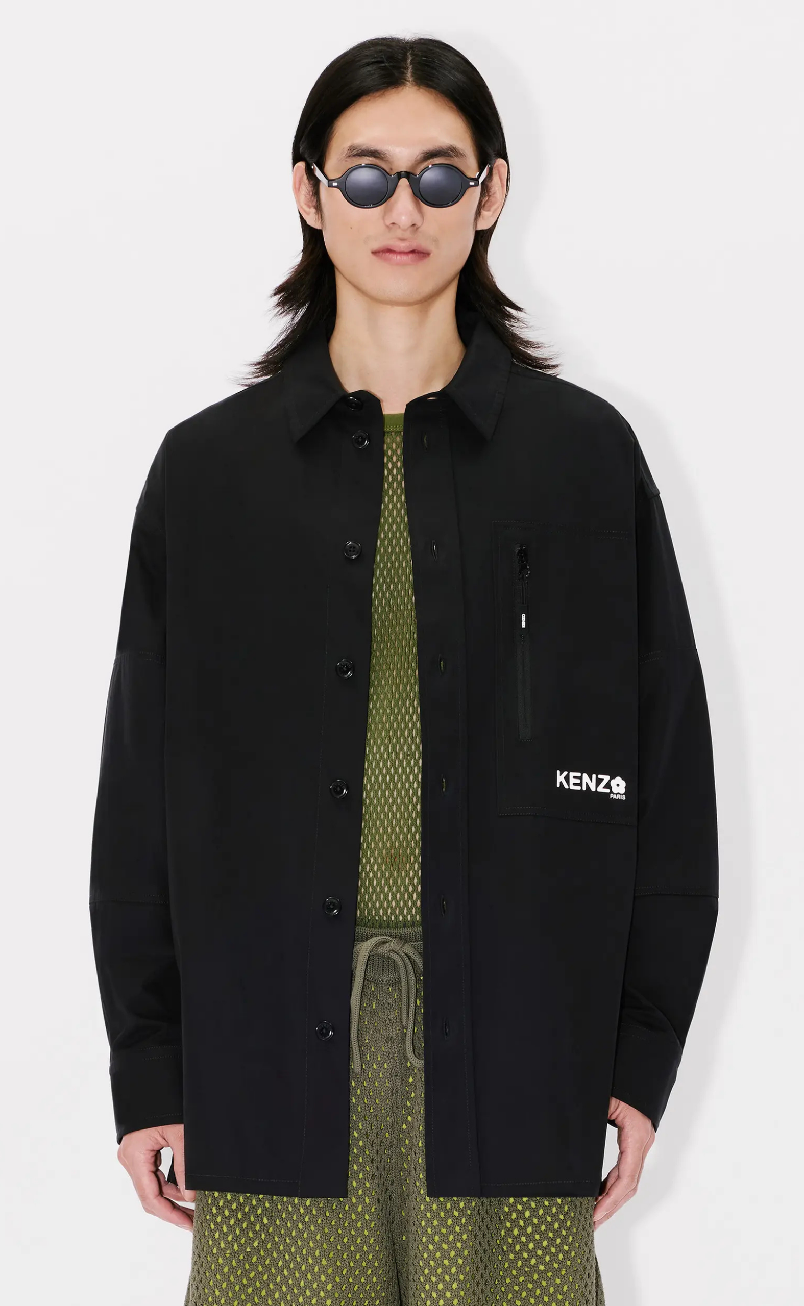 BOKE FLOWER 2.0 TECHNICAL OVERSIZED BLACK SHIRT