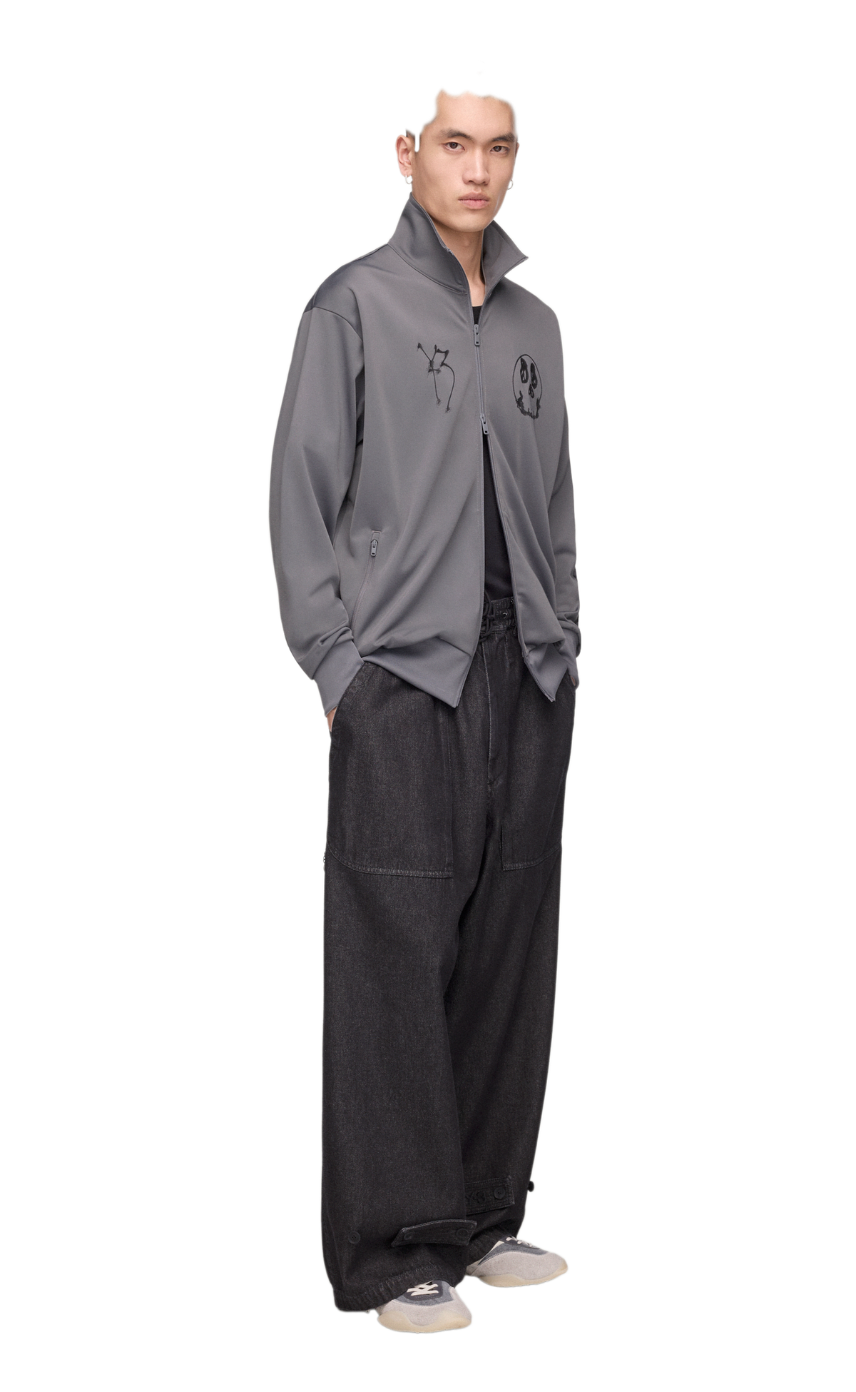 Y-3 CHITO GRAPHIC TRACK TOP GREY HOODIE