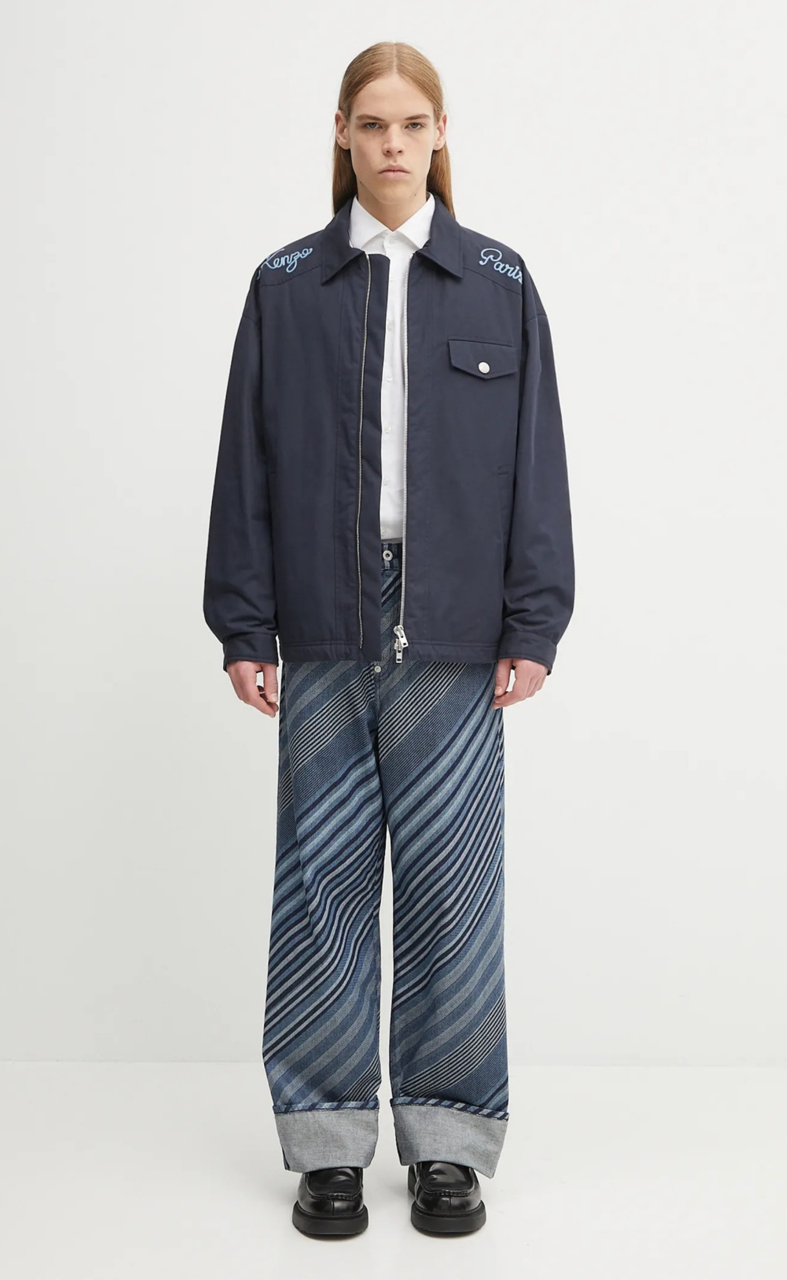 KENZO PARIS CHAINSTITCH COACH BLUE BLACK JACKET