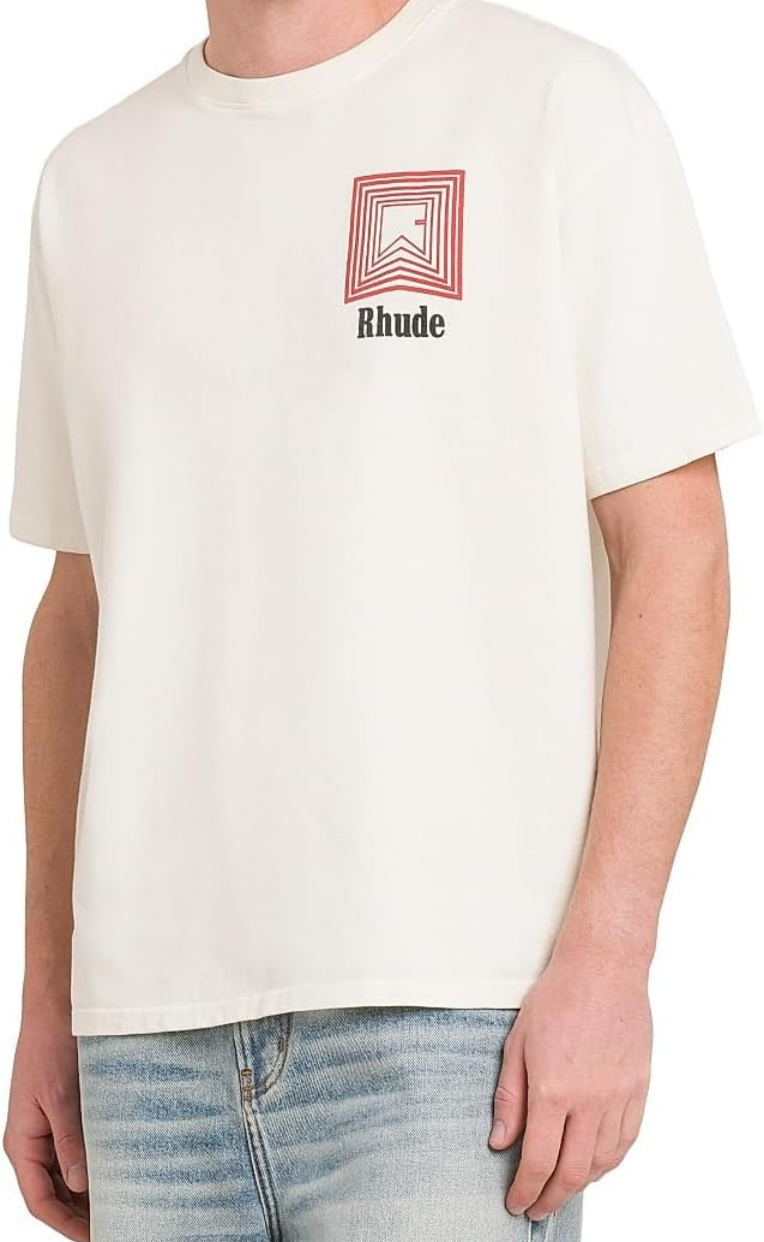 CHEVRON LOGO REPEAT VINTAGE WHITE T-SHIRT