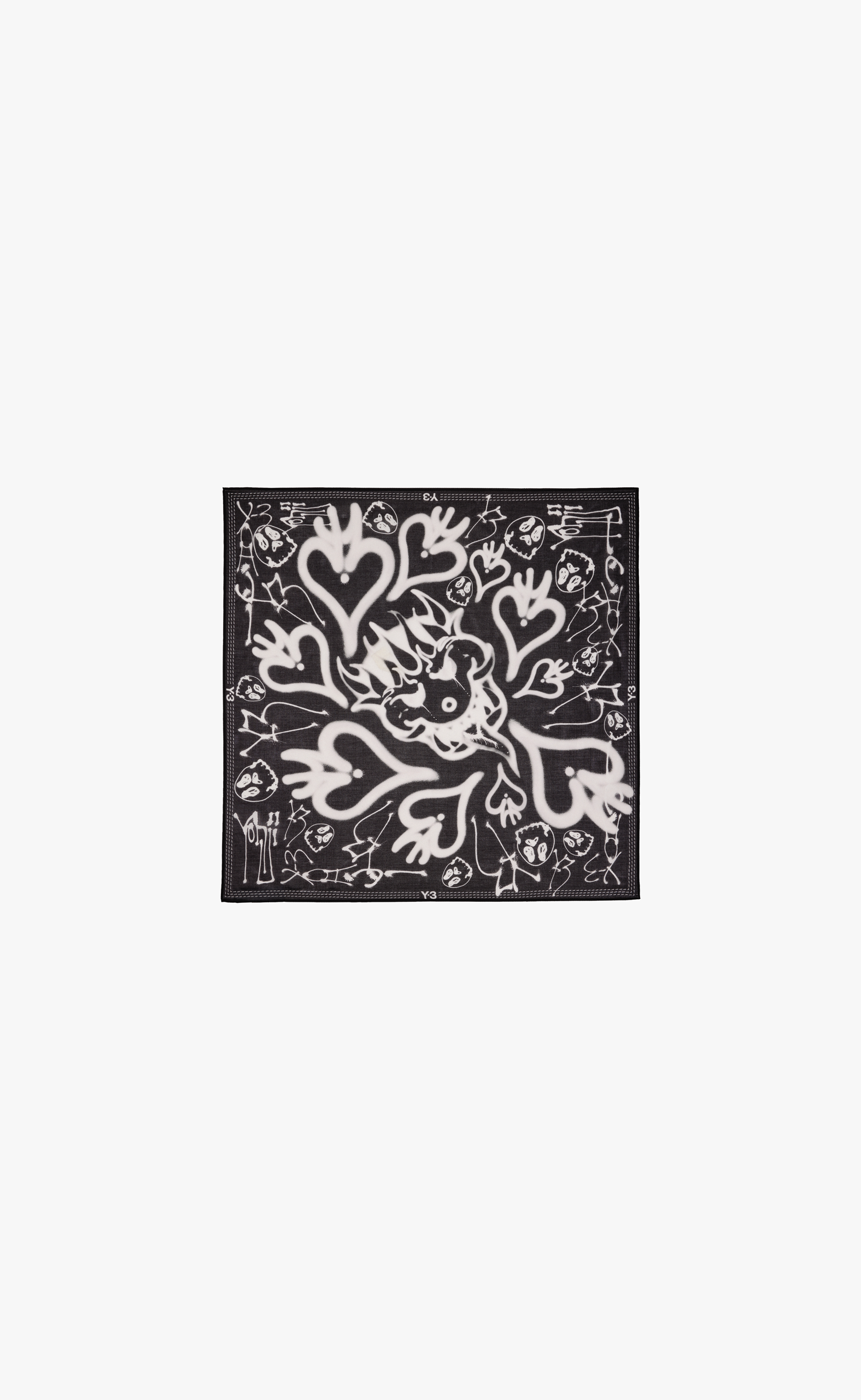 Y-3 CHITO GRAPHIC SCARF S BLACK BANDANA