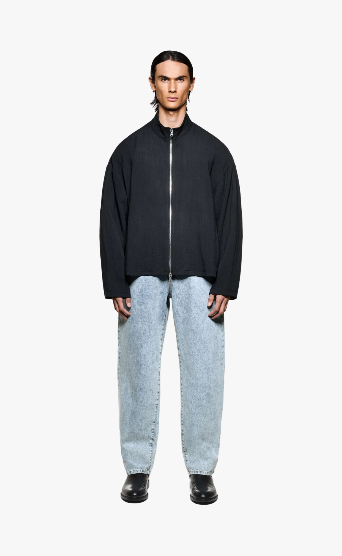 DRAPE SLUB TRACK BLACK JACKET