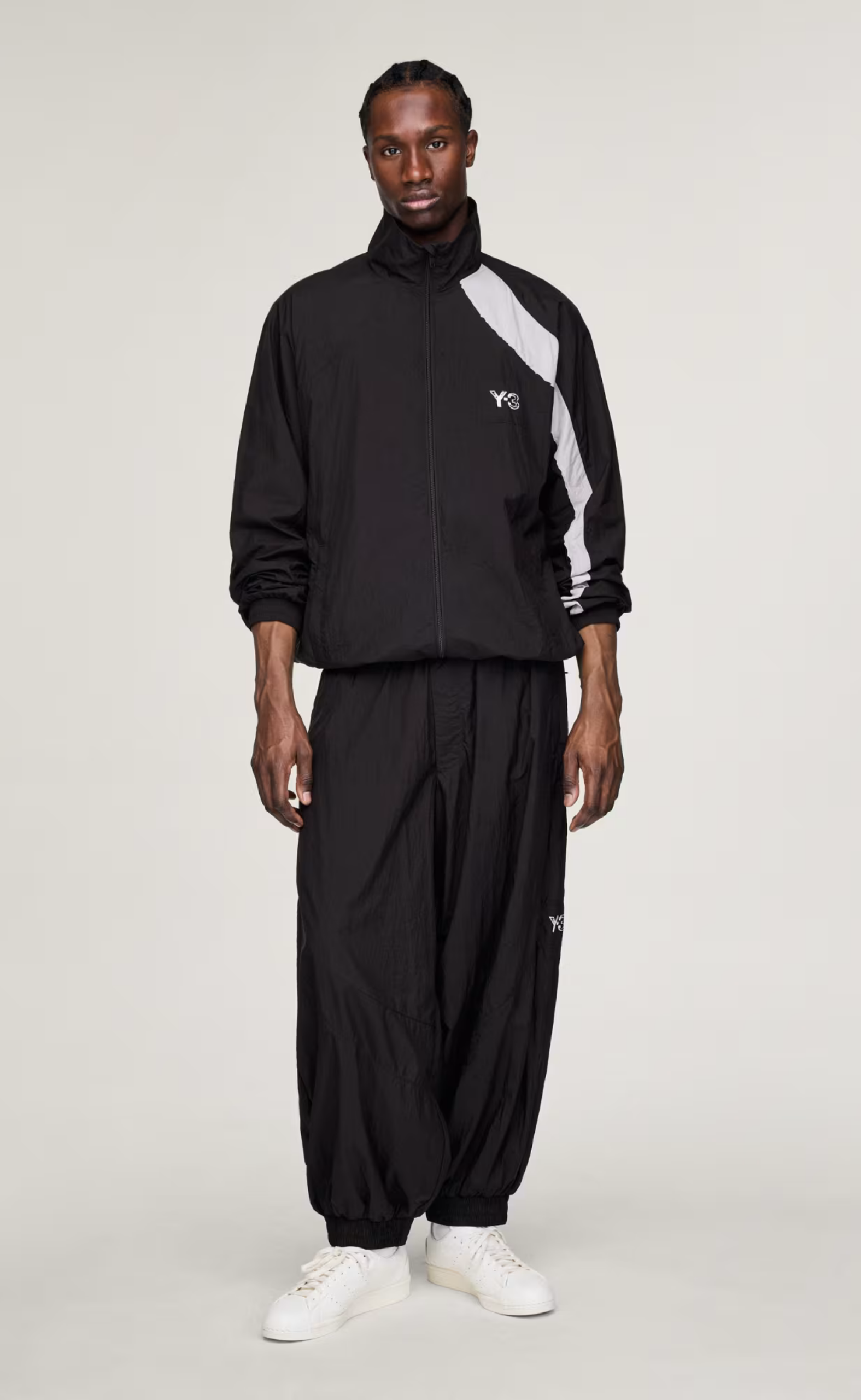 Y-3 RAW EDGE 3 STRIPES NYLON BLACK JACKET