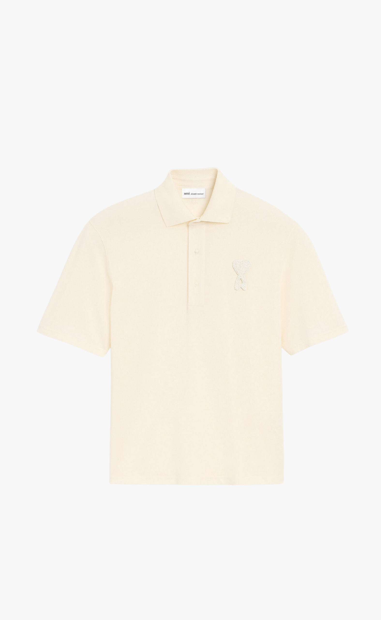 AMI DE COEUR KNITTED PATCH CREAM POLO T-SHIRT