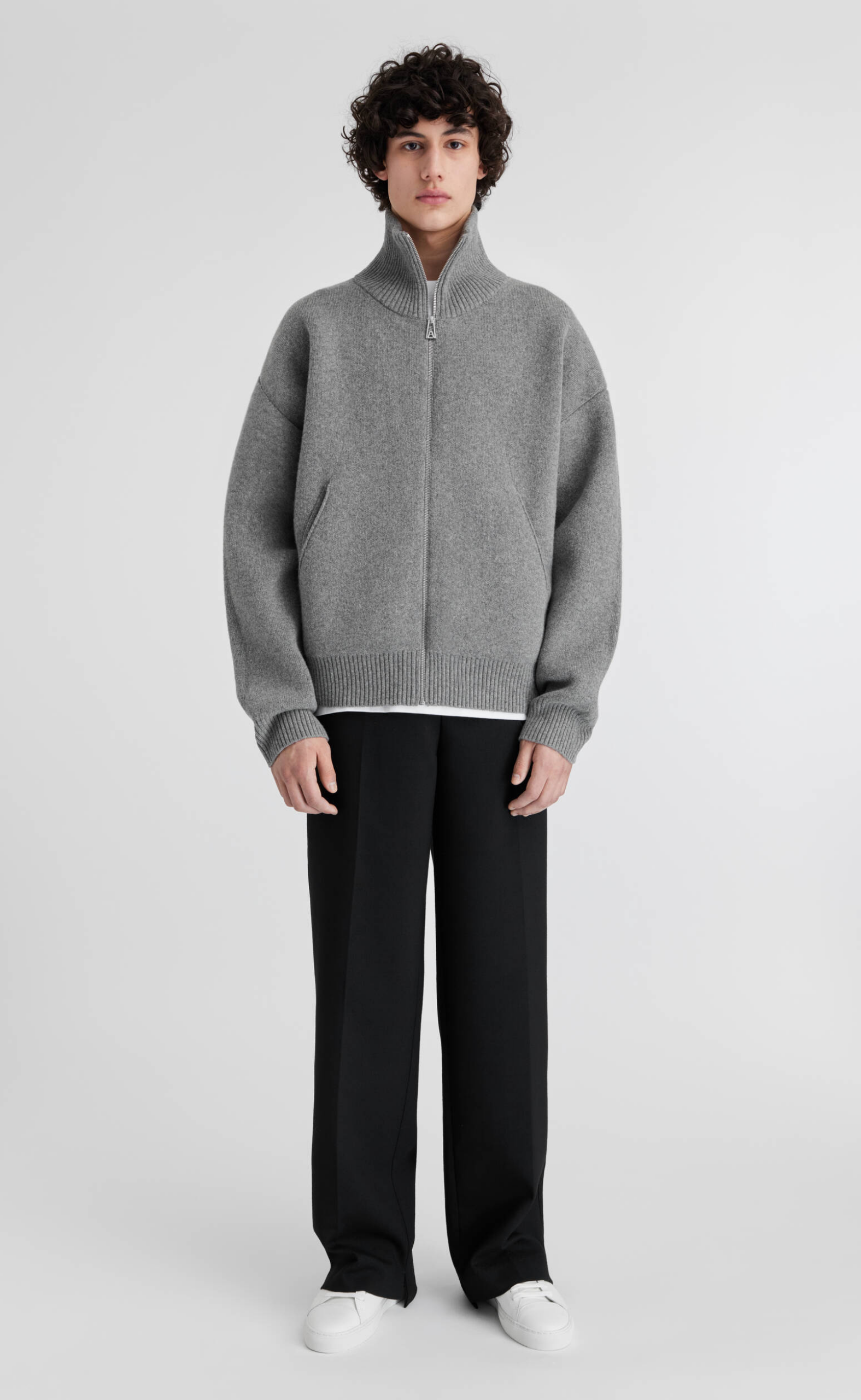 CORE ZIP-UP GREY MELANGE SWEATER