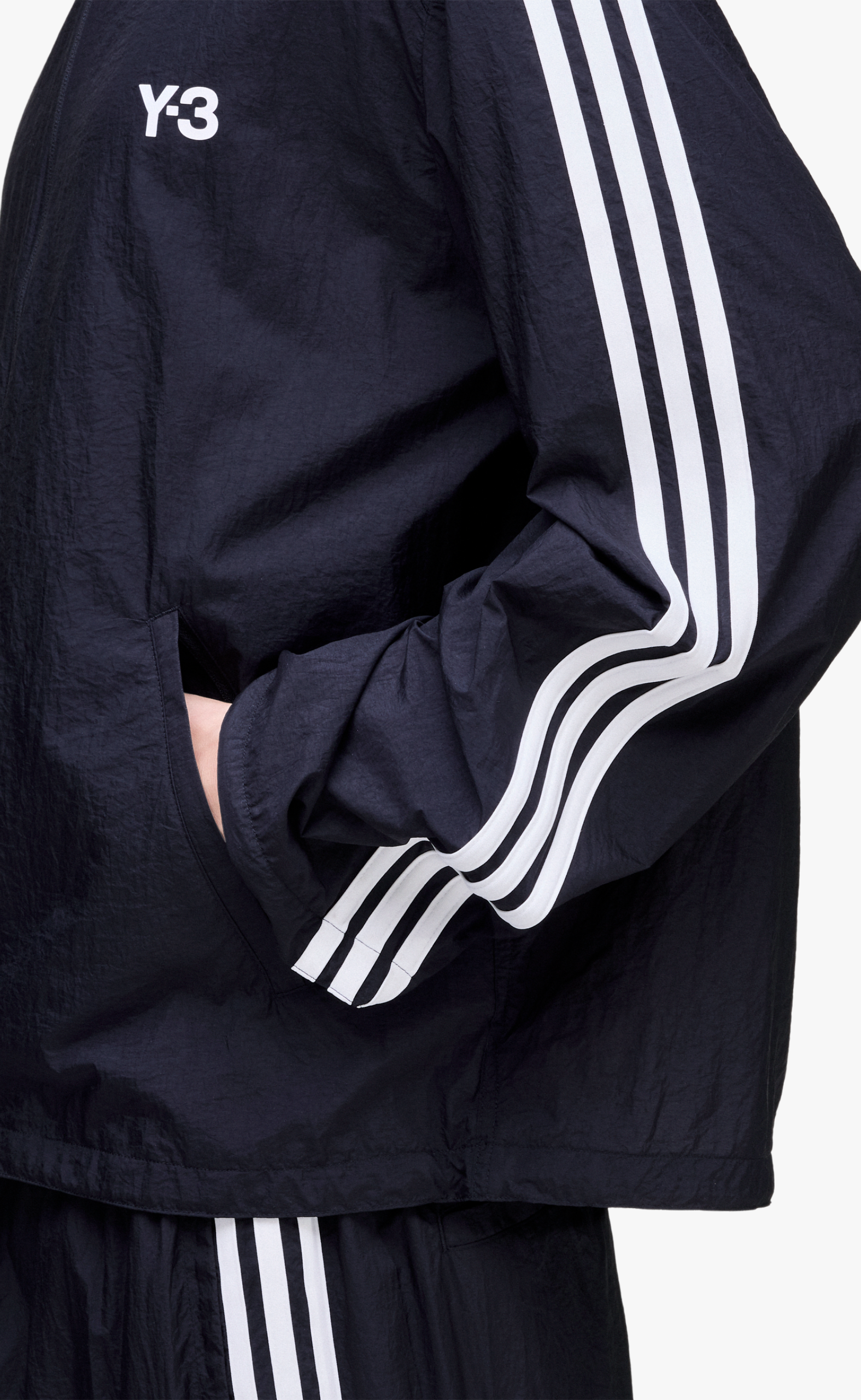Y-3 NYLON WIRED 3 STRIPES BLACK JACKET