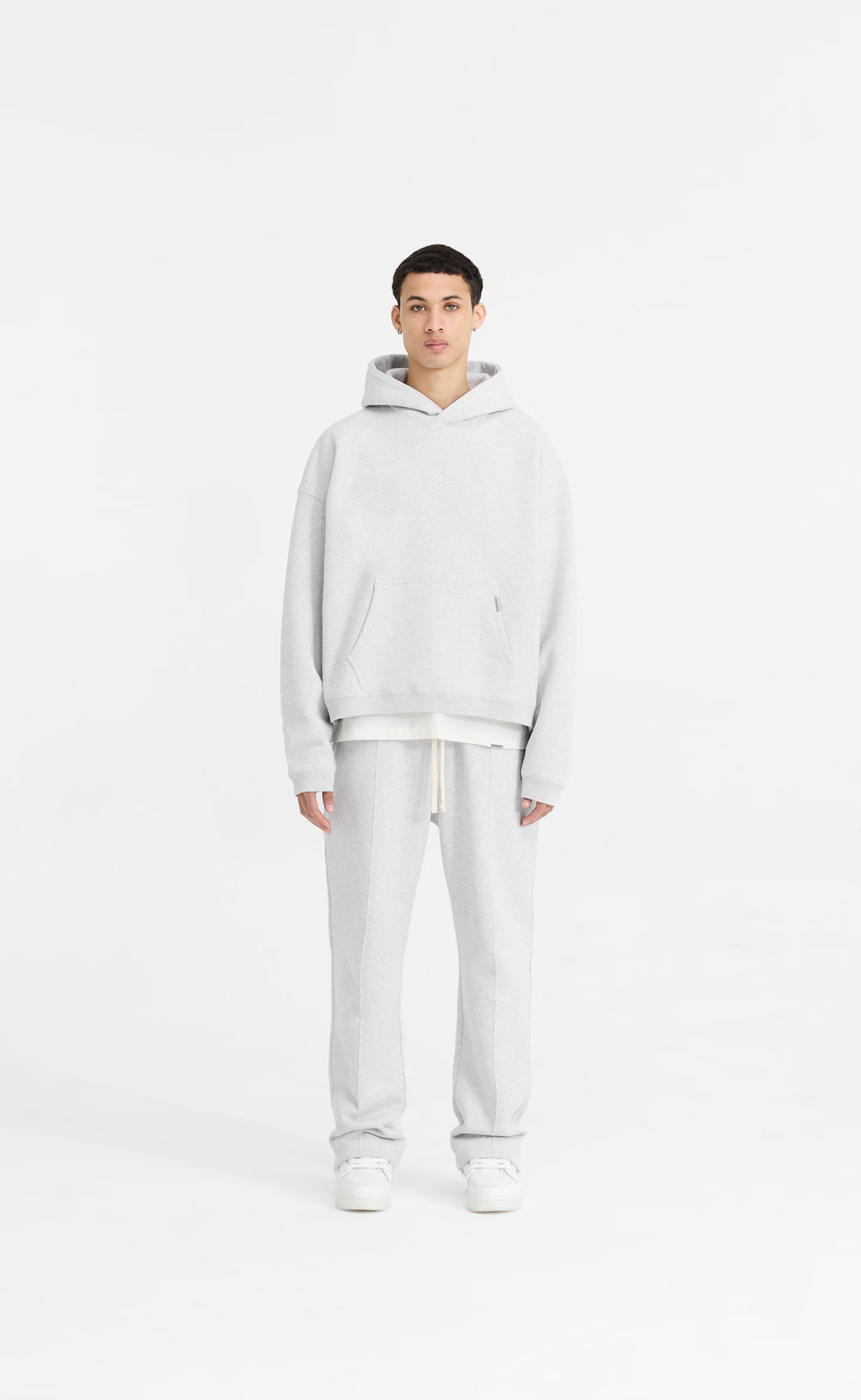 INITIAL BOXY OVERSIZED ICE GREY MARL HOODIE