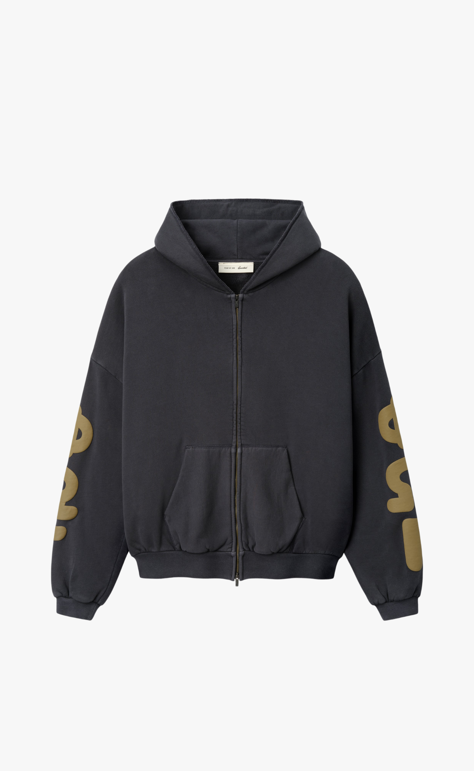 90S ZIP-UP WASHED IRON GREY HOODIE