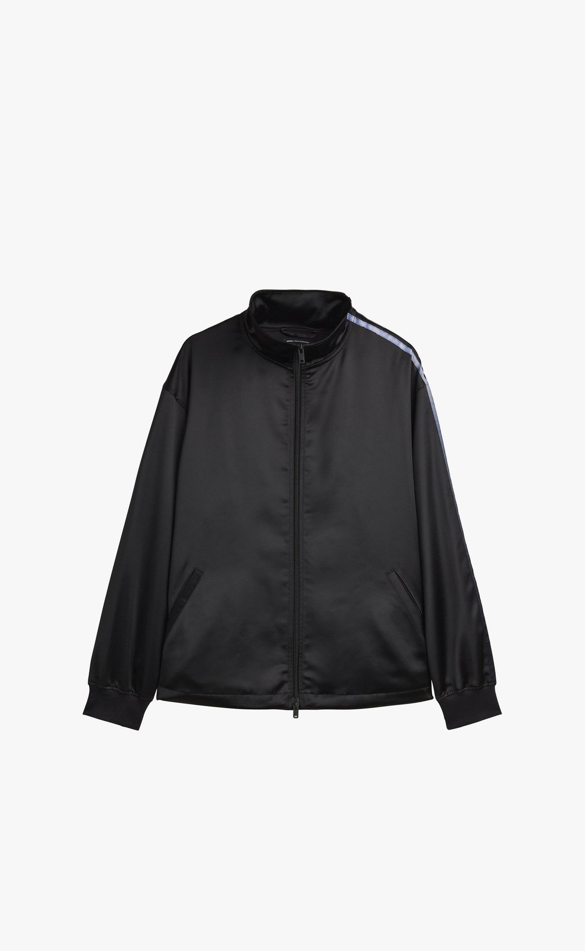 Y-3 SATIN GRADIENT 3 STRIPES TRACK TOP BLACK HOODIE