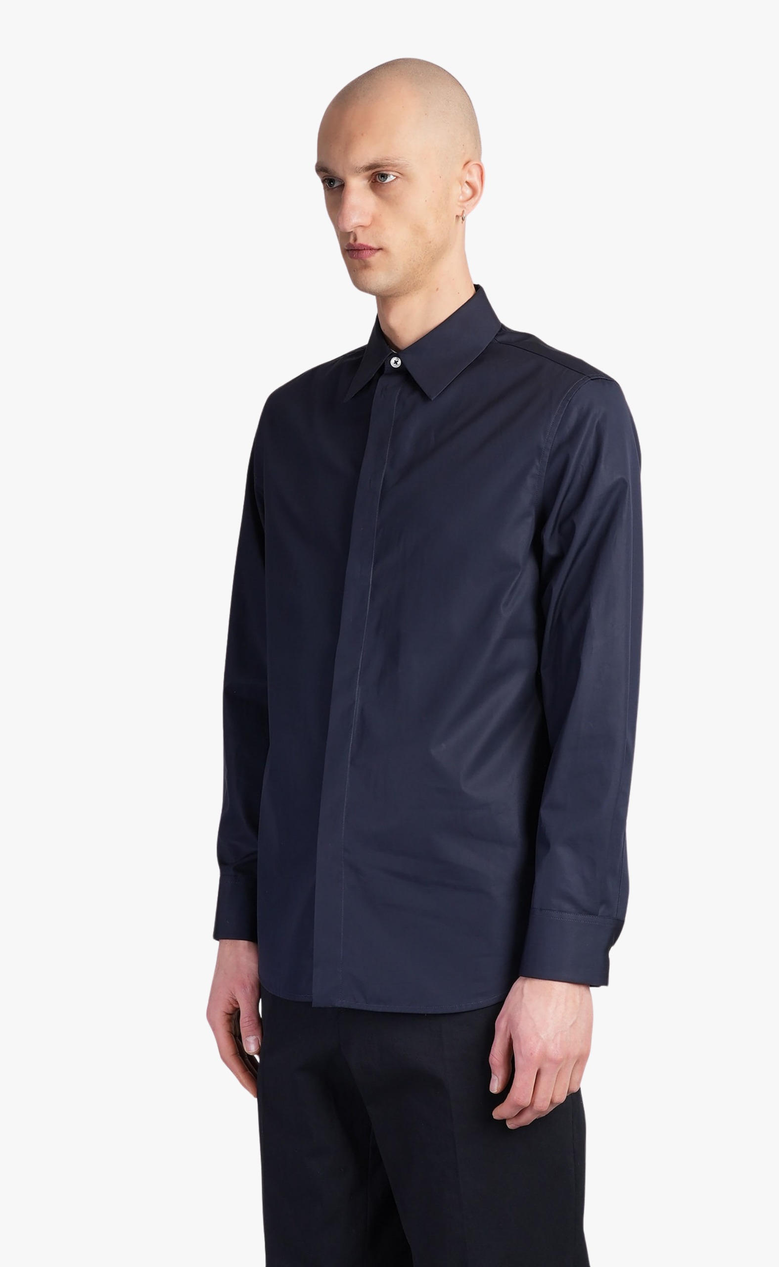 CONCEALED BUTTON DOWN OPTIC NAVY SHIRT