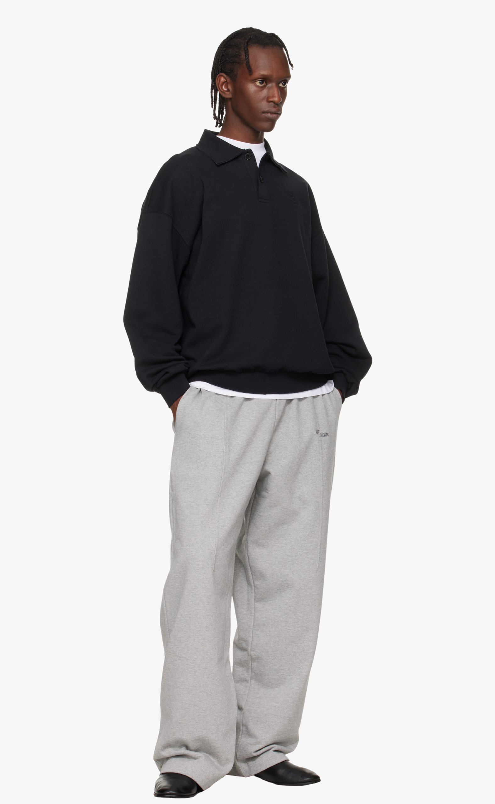 POLO LOGO DISTRESSED BLACK SWEATER