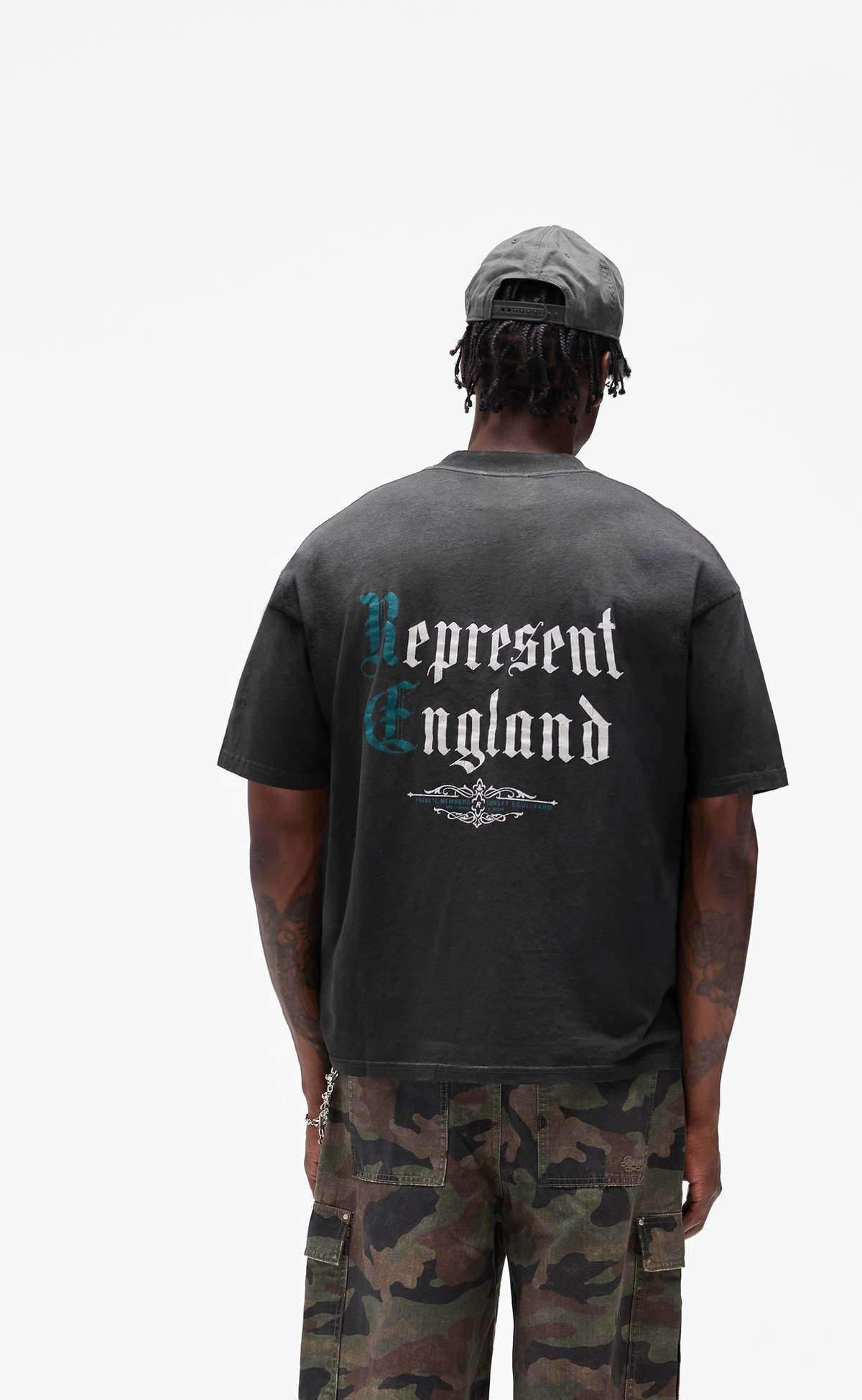 PRIVATE MEMBERS STAINED BLACK T-SHIRT