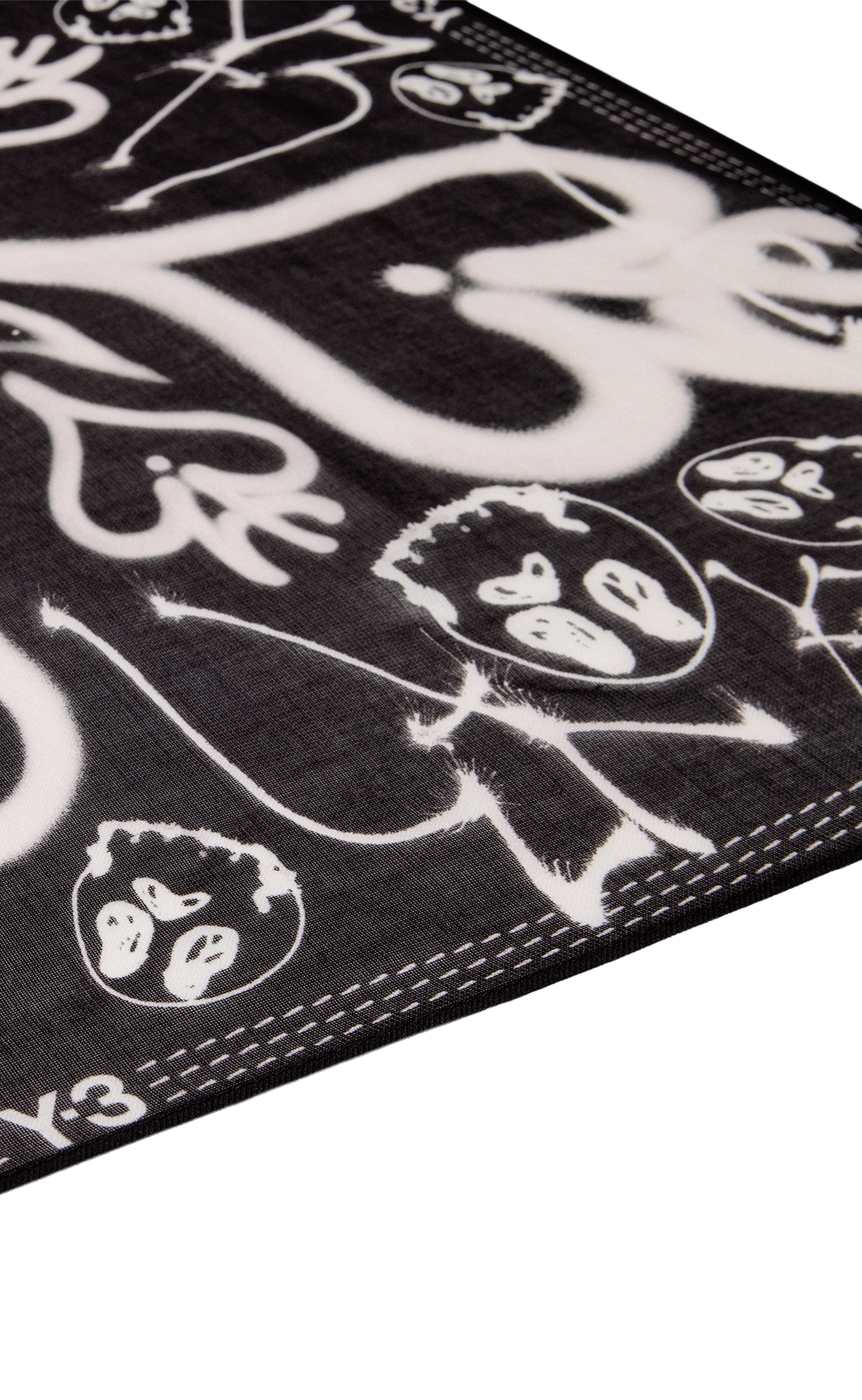 Y-3 CHITO GRAPHIC SCARF S BLACK BANDANA