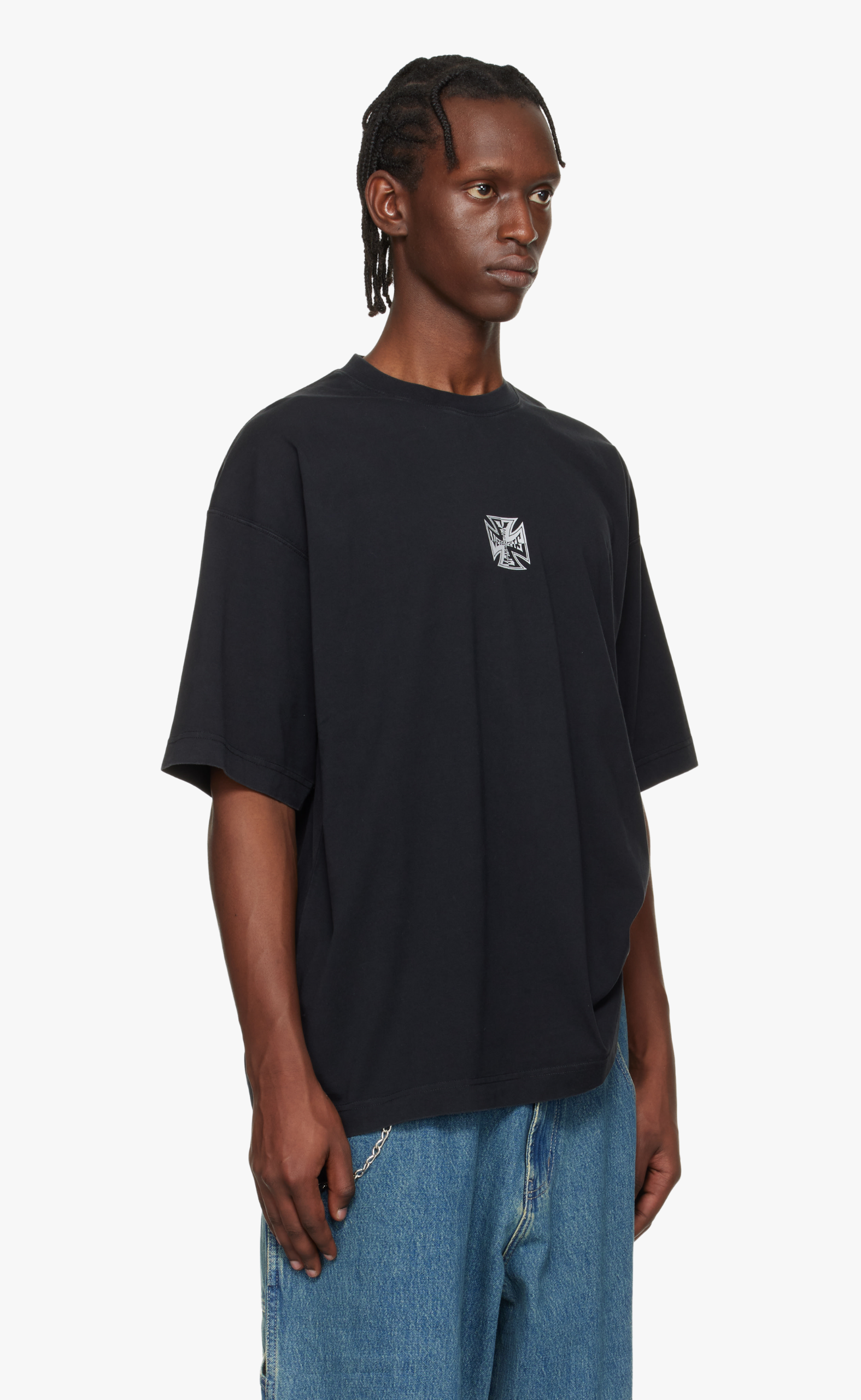BIKER CROSS BLACK T-SHIRT