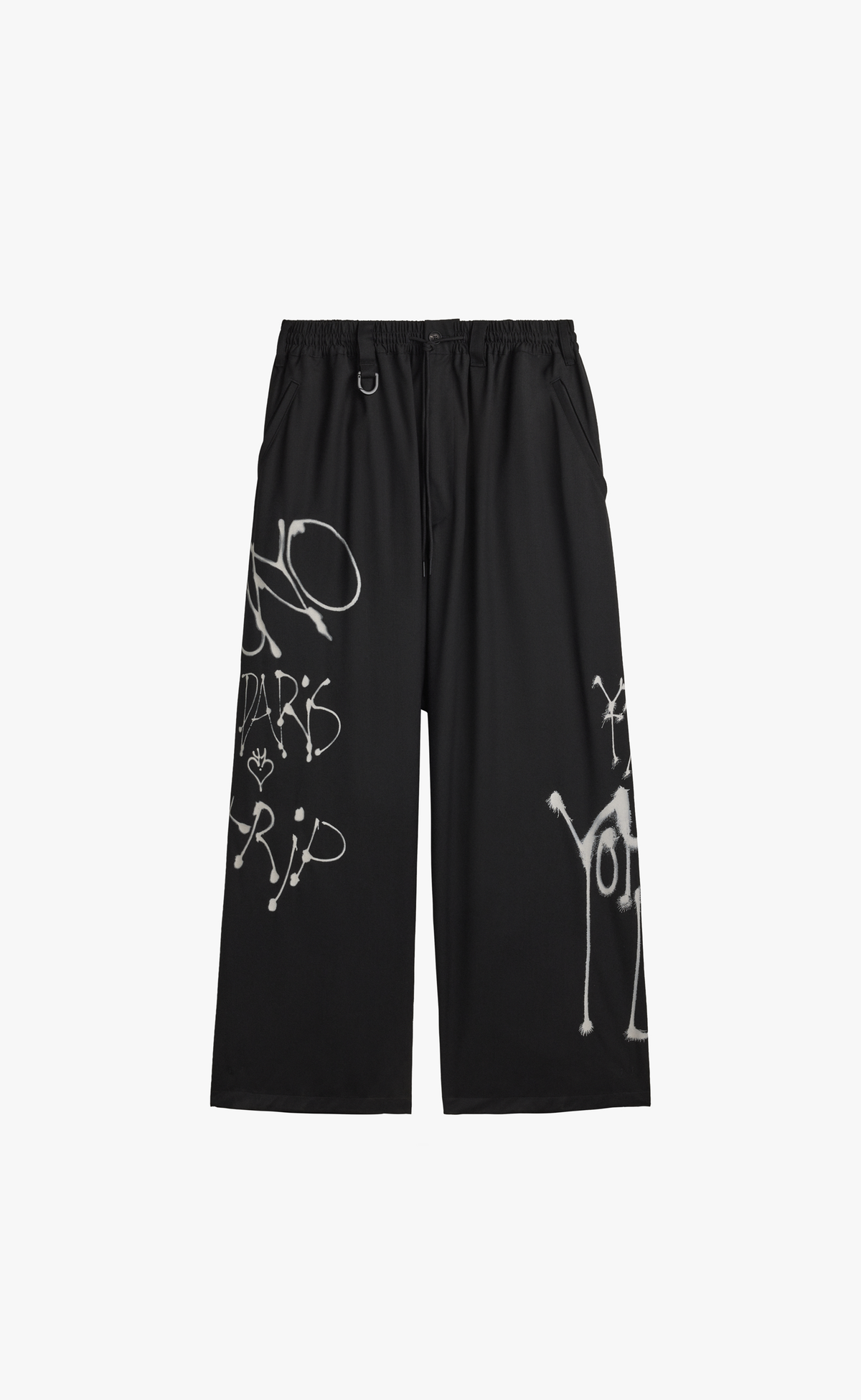 Y-3 CHITO GRAPHIC WIDE WOOL BLACK PANTS
