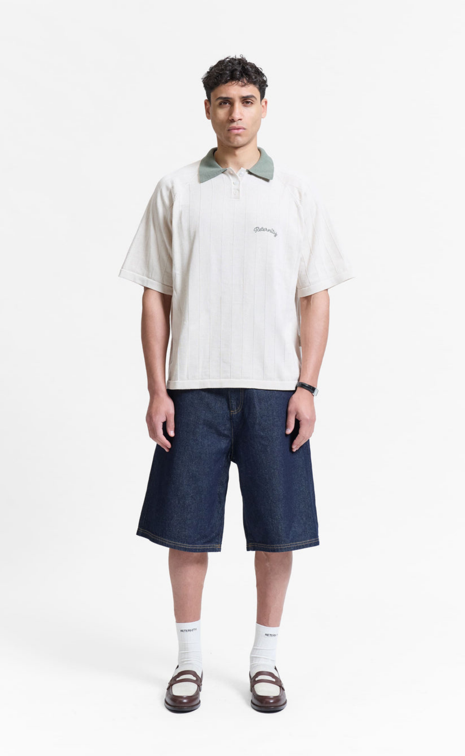 LE PROGRES KNIT POLO CREAM T-SHIRT