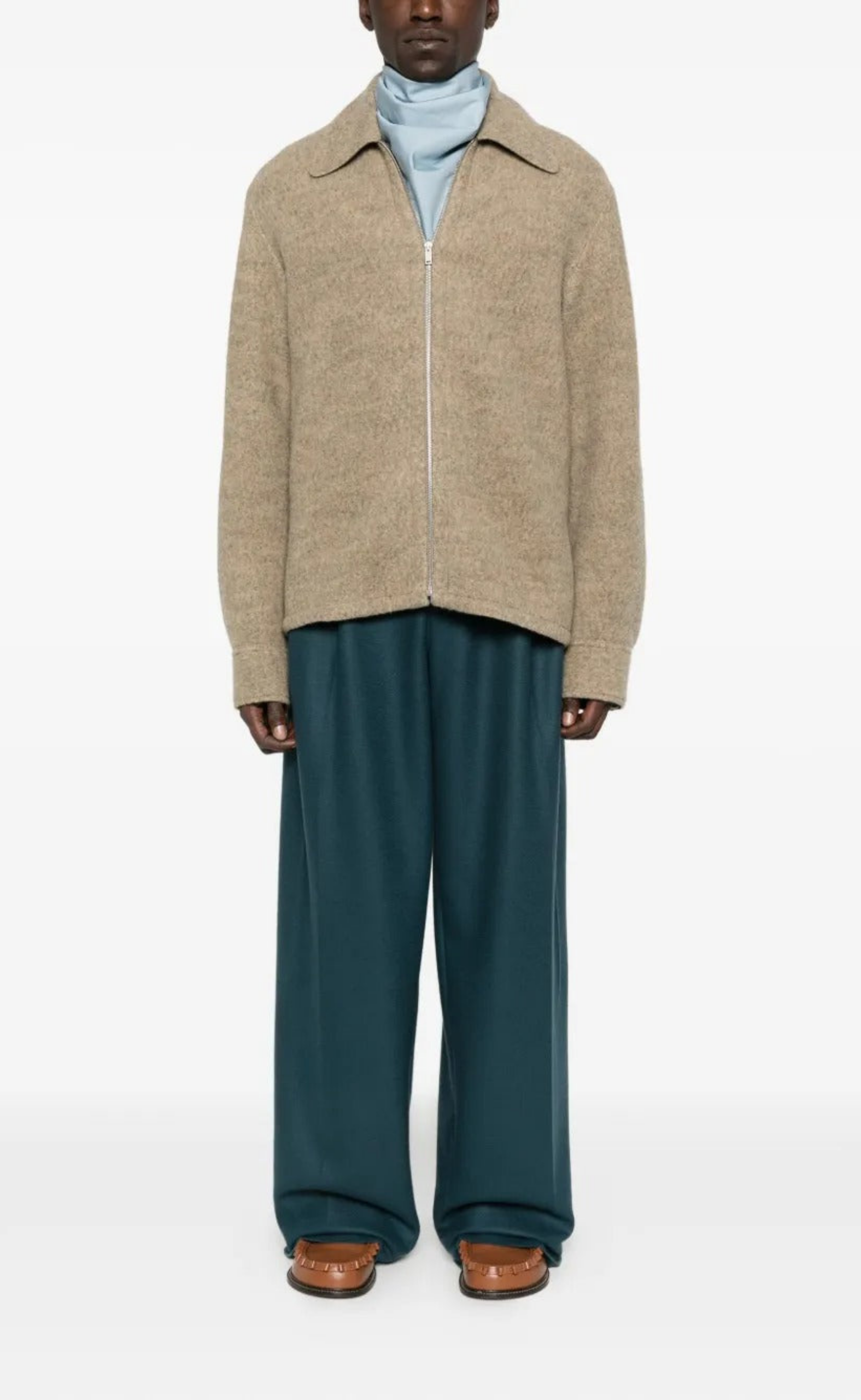 FELTED WOOL MELANGE ZIP UP FERN JACKET