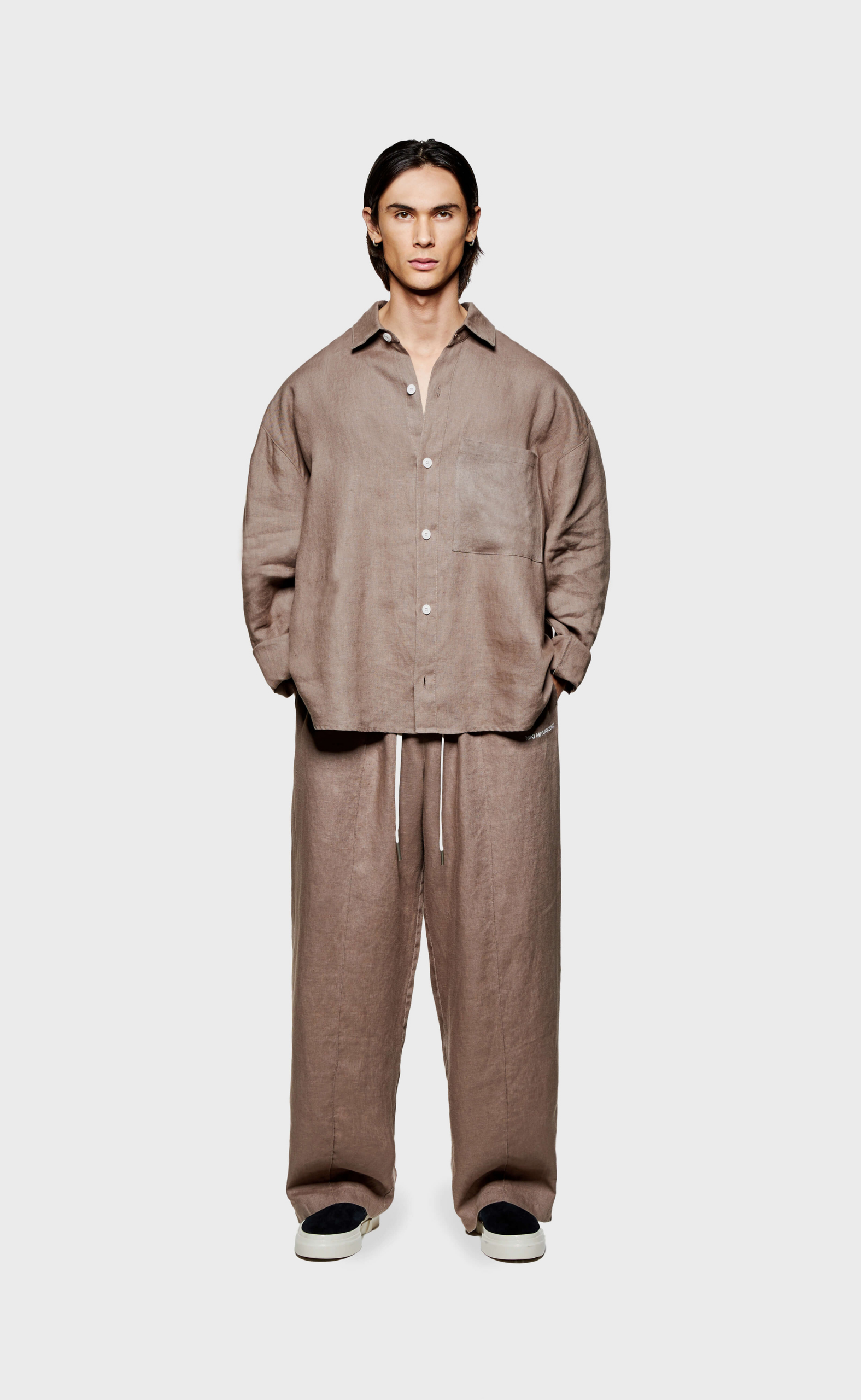 LINEN BOX DRESS MUSHROOM SHIRT