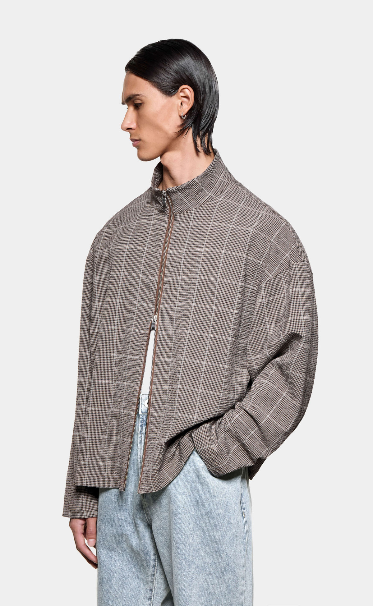SEERSUCKER CHECK TRACK BROWN JACKET