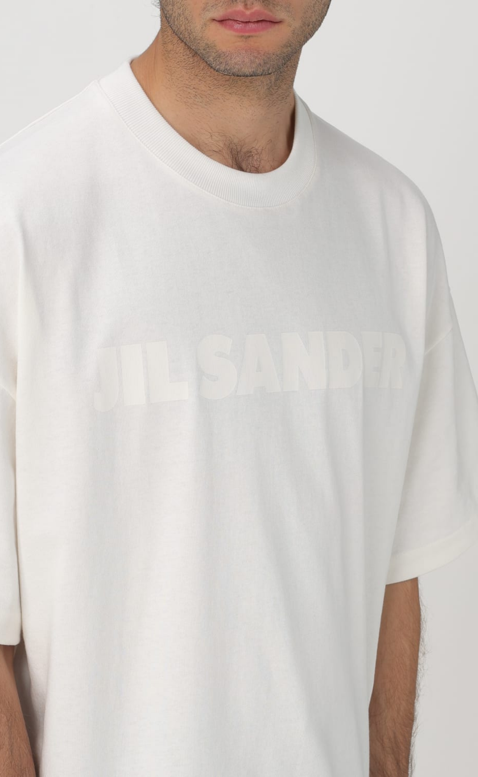 JIL SANDER PRINTED TONAL LOGO PORCELAIN T-SHIRT