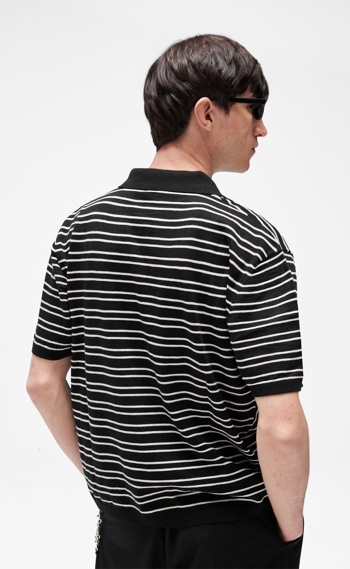 CALIFORNIA STRIPED POLO JET BLACK T-SHIRT