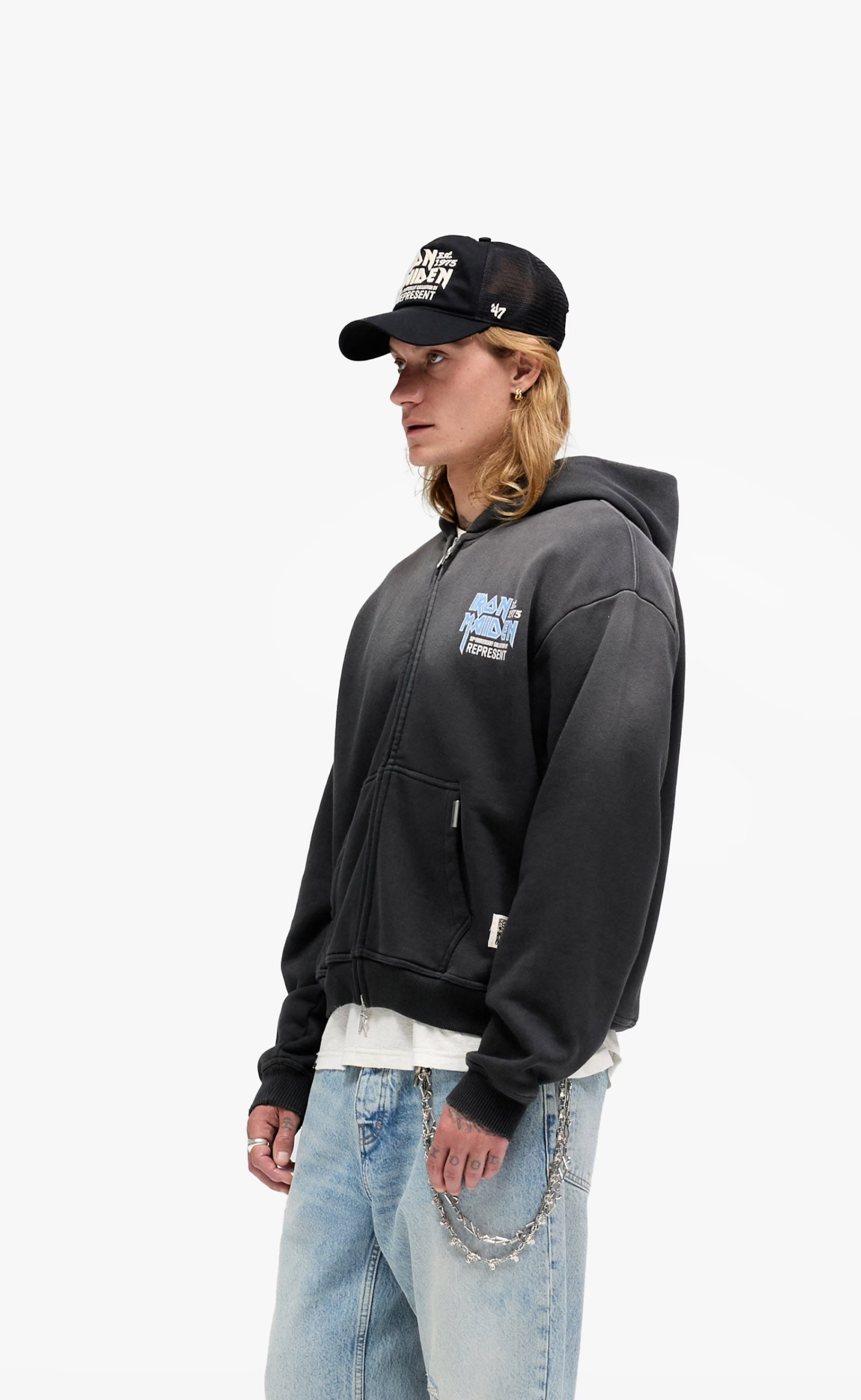 IRON MAIDEN X ANNIVERSARY STAINED BLACK HOODIE