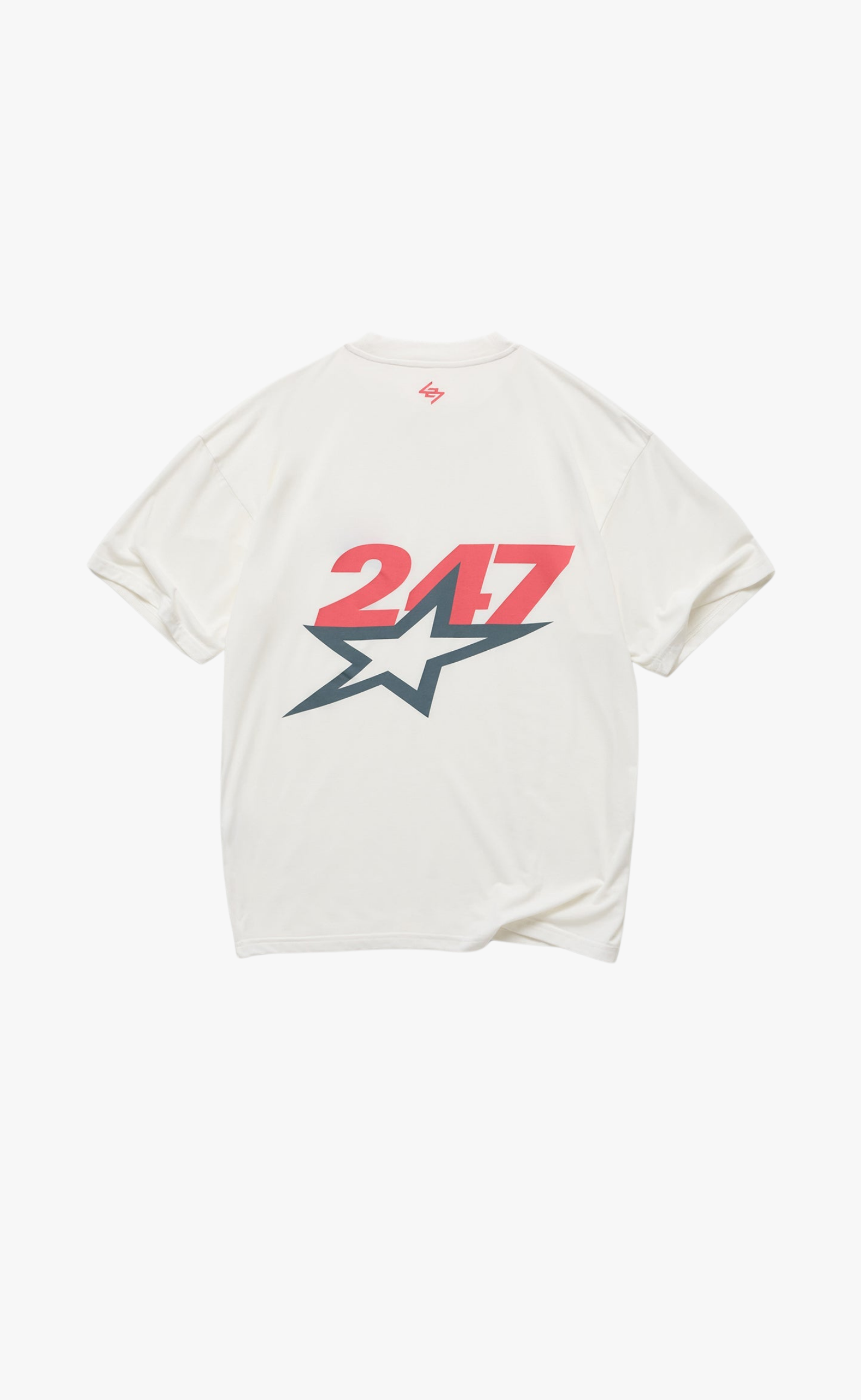 TEAM 247 STAR PRINT OVERSIZED FLAT WHITE T-SHIRT