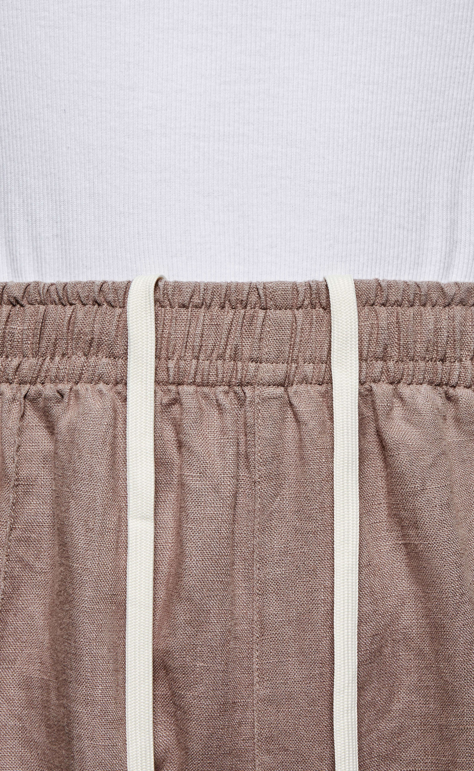 LINEN WIDE LEG MUSHROOM TROUSERS