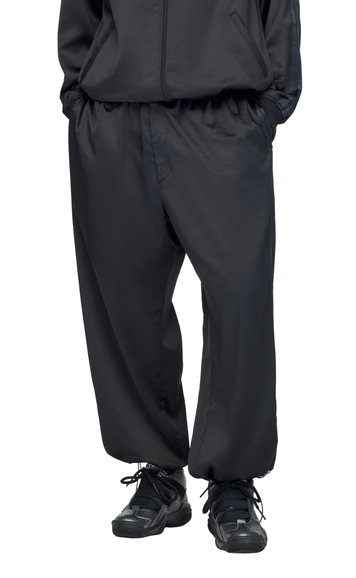 Y-3 SATIN GRADIENT 3 STRIPES TRACK BLACK PANTS