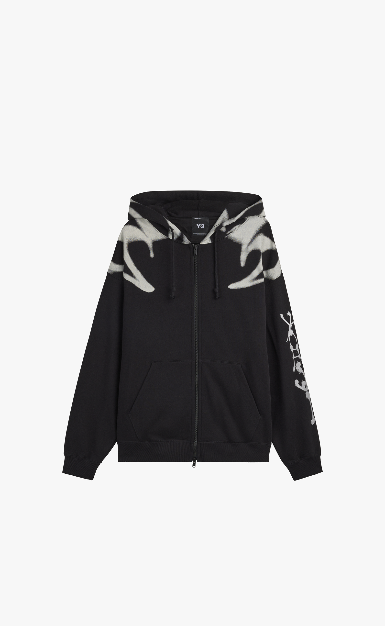 Y-3 CHITO GRAPHIC FRENCH TERRY ZIP BLACK HOODIE