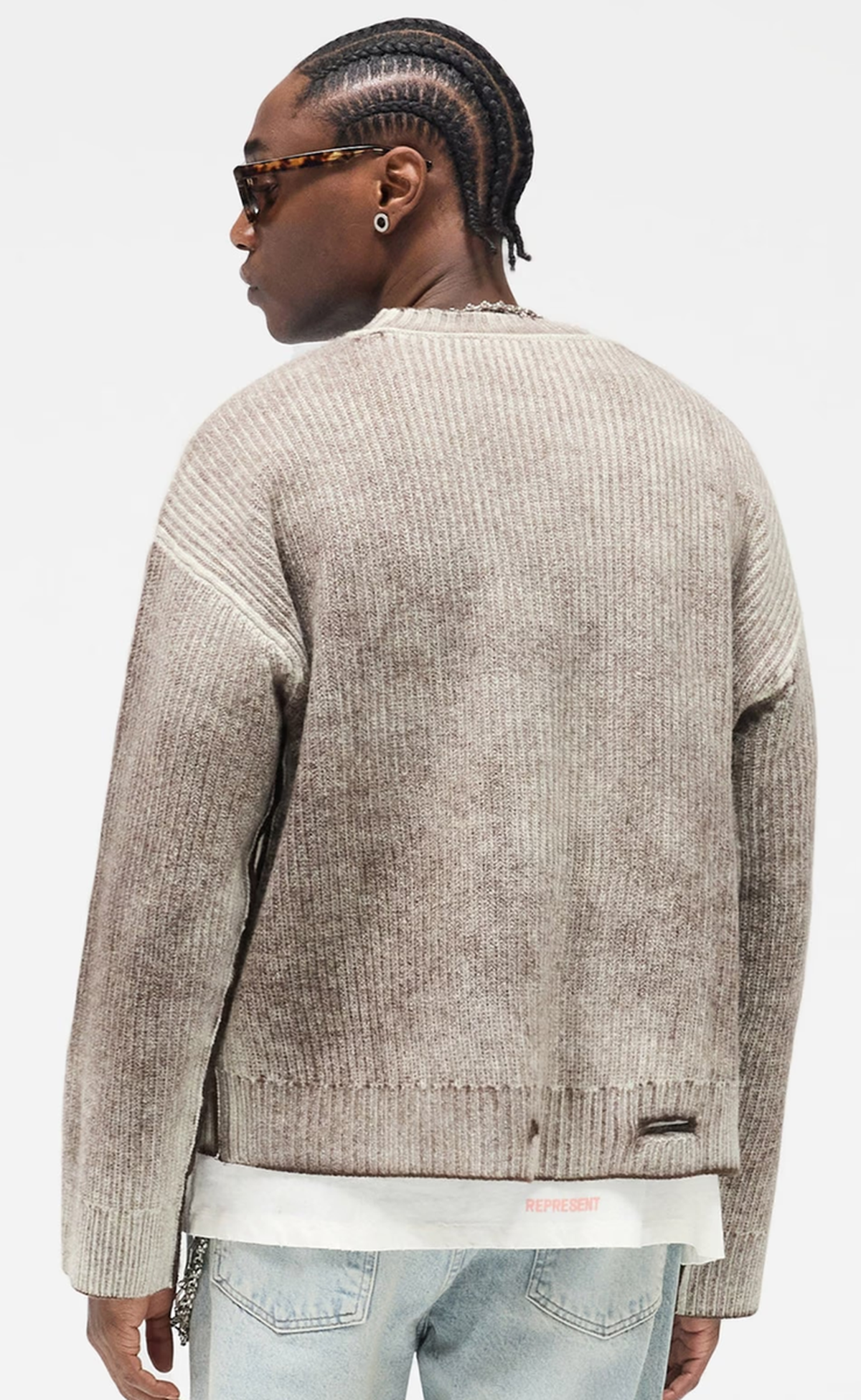 REVERSIBLE FADE OUT KNIT JET BLACK SWEATER